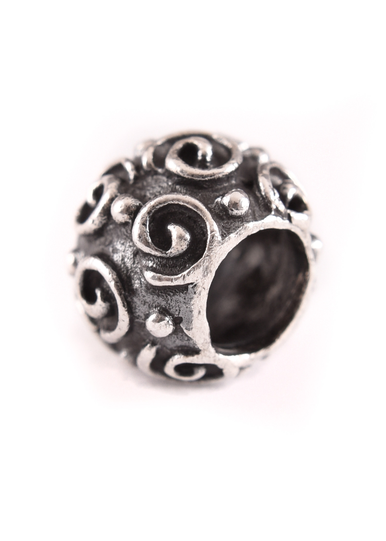 Beard Bead / Hair Bead with Spiral Pattern, Silver