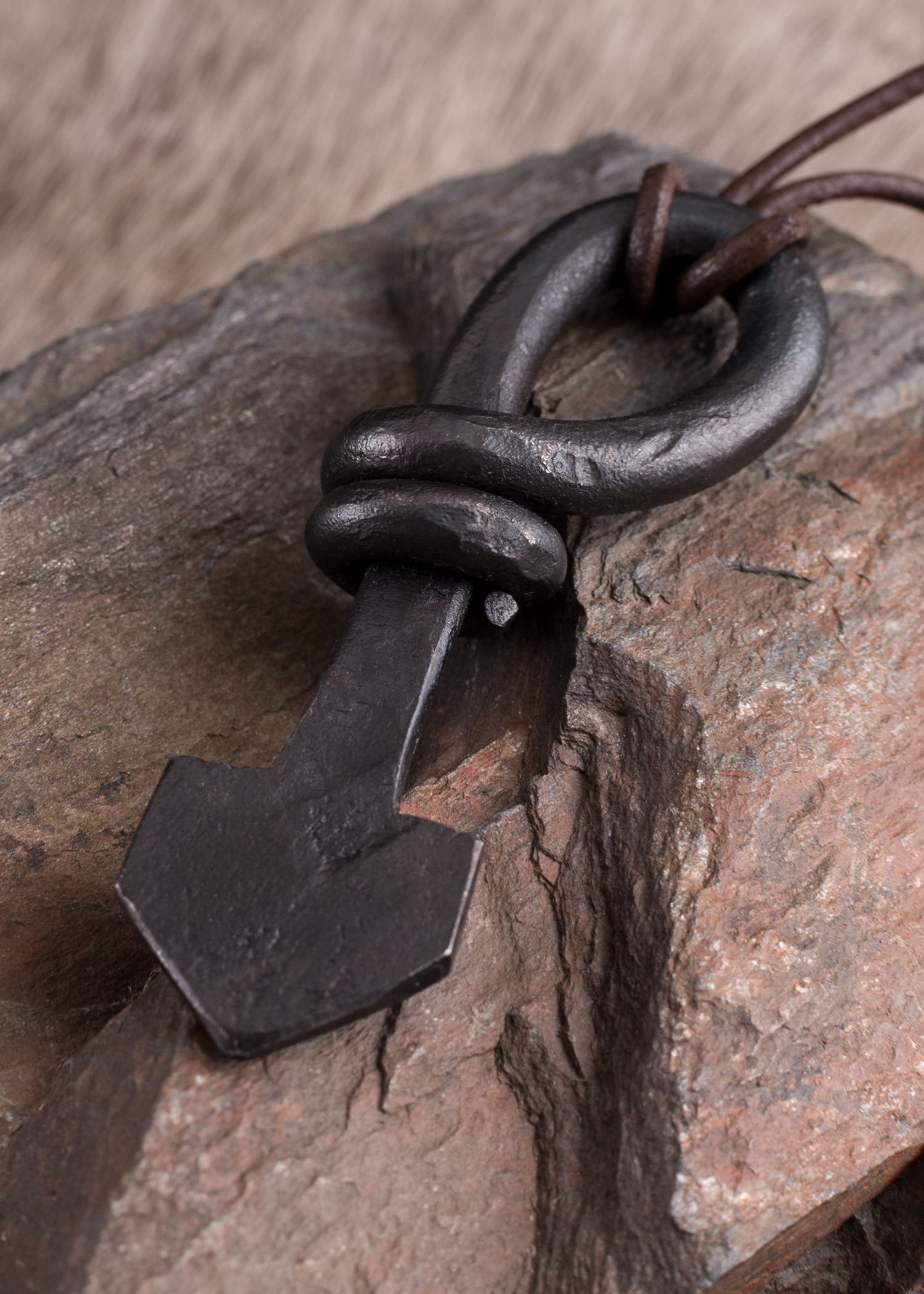 Thor's Hammer (Mjölnir) Pendant, forged iron, pointed