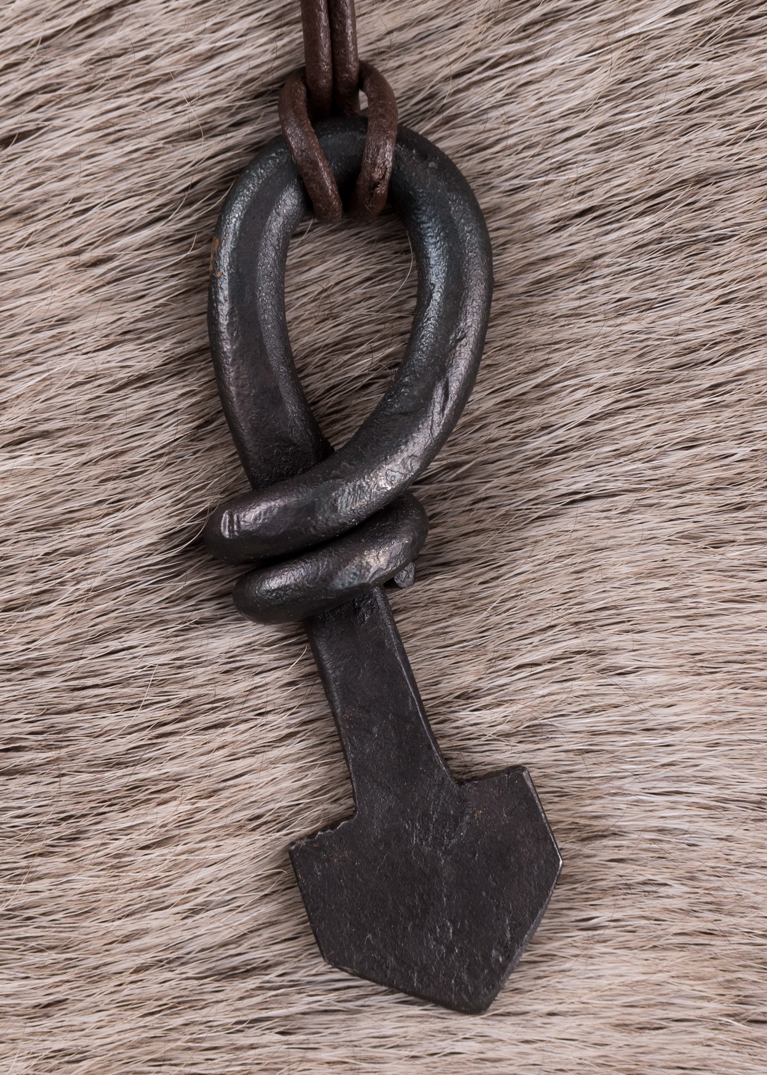 Thor's Hammer (Mjölnir) Pendant, forged iron, pointed
