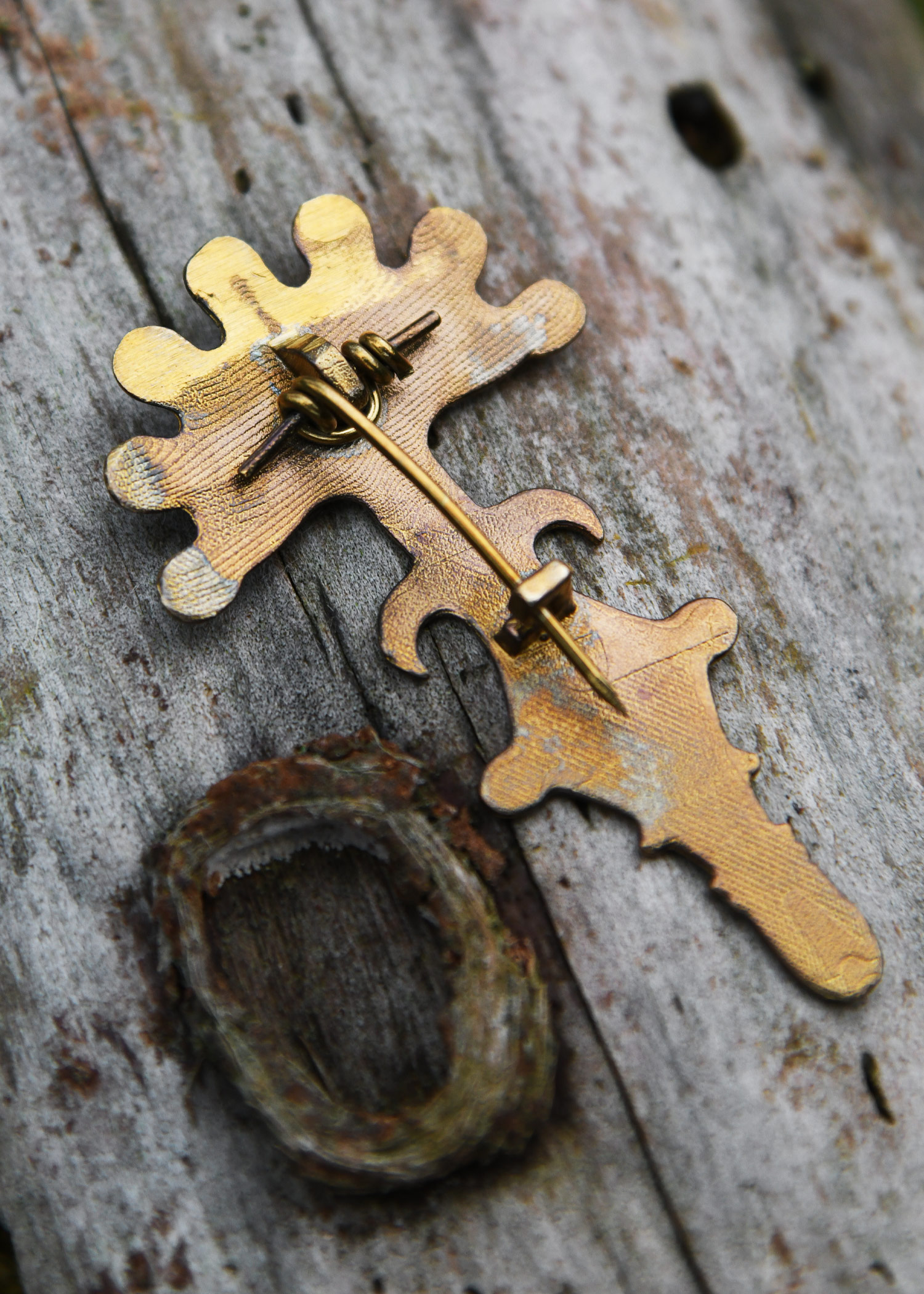 Brass Fibula, approx. 6.8 x 3.8 cm