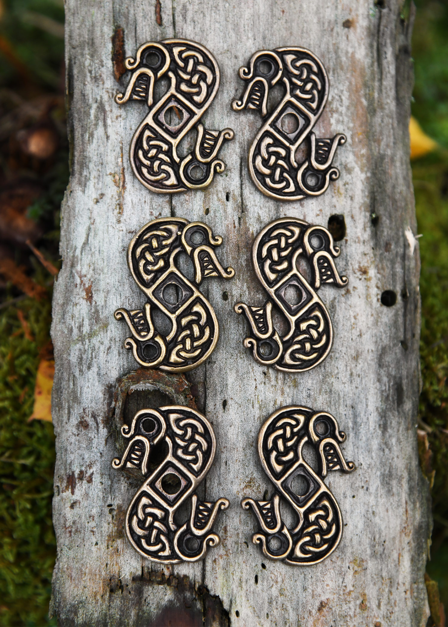 Twin Dragons, Brass, Fittings for DIY Projects (6 Pcs. - Set of 3 Pairs)