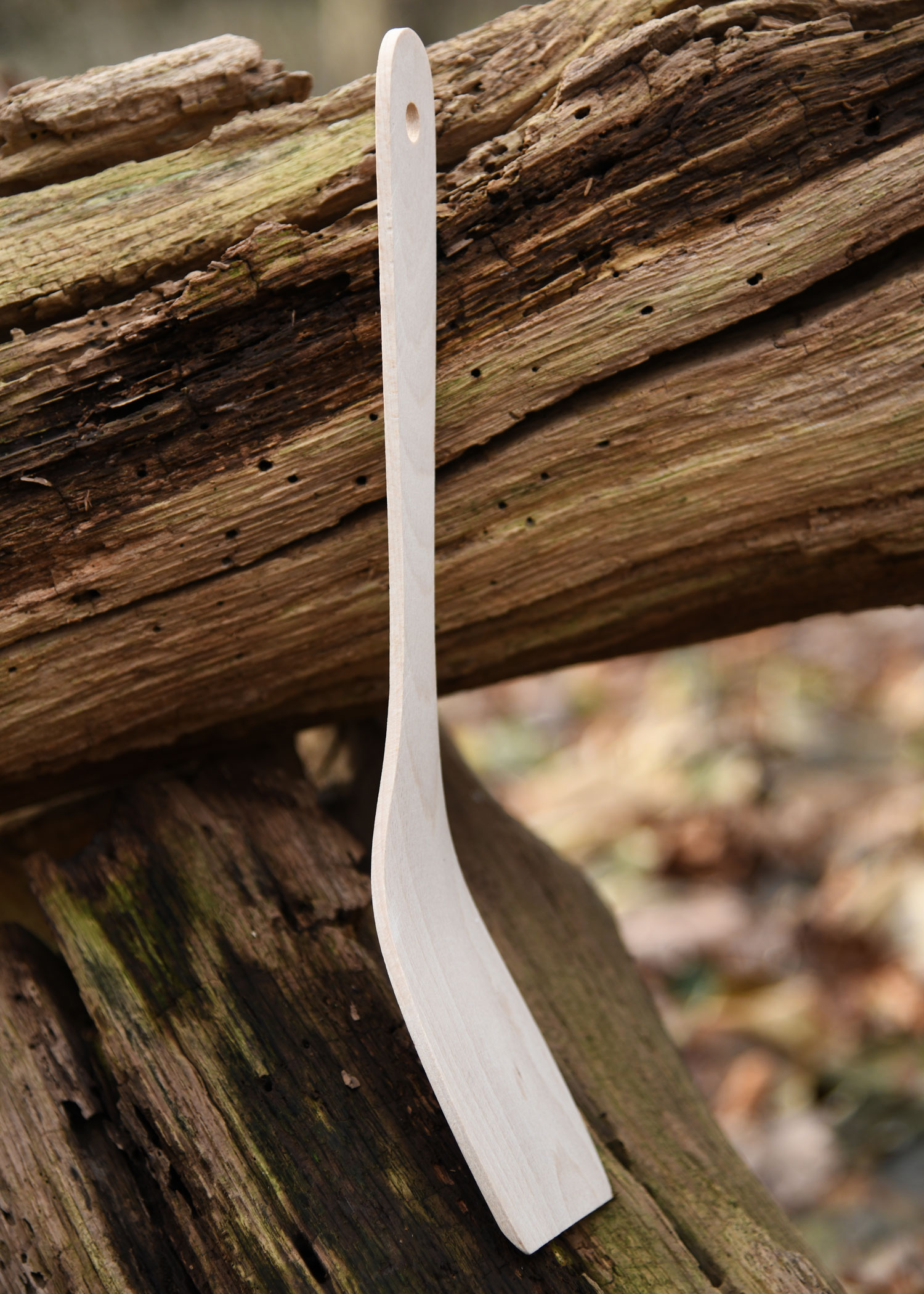 Wooden Spatula, Beechwood, curved, approx. 30 x 7 cm
