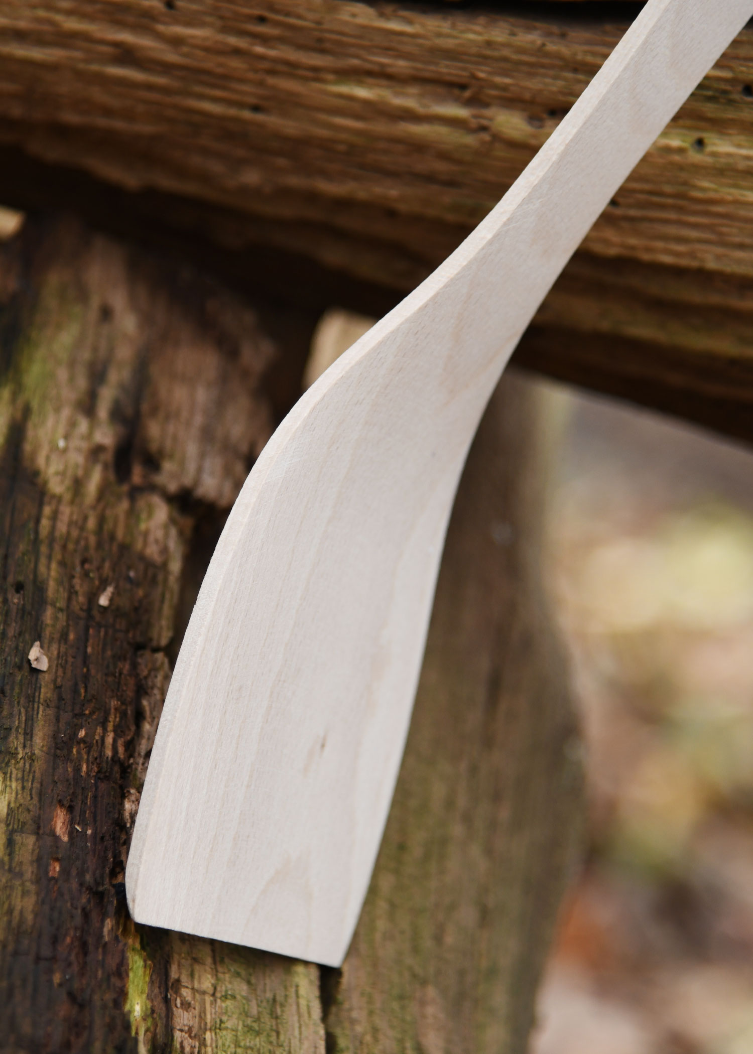 Wooden Spatula, Beechwood, curved, approx. 30 x 7 cm