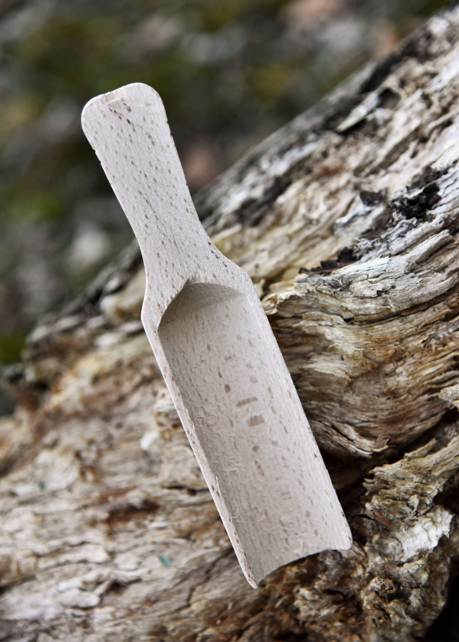 Wooden Scoop, Beechwood, Flat Handle, approx. 15 x 3.5 cm