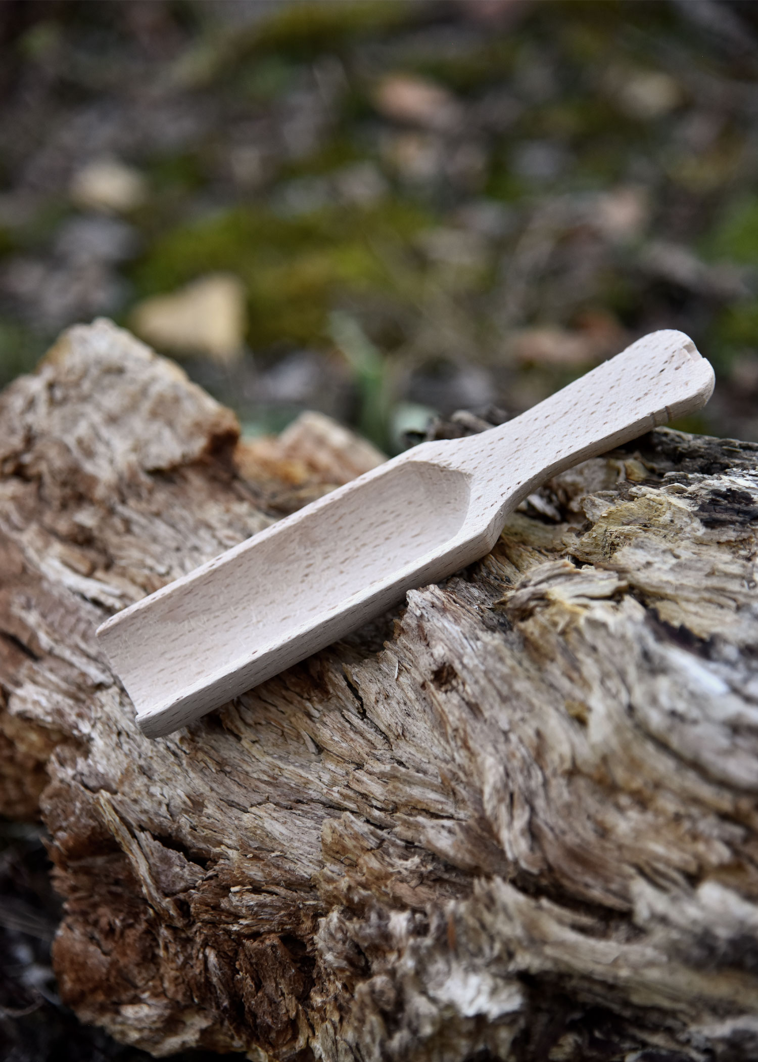 Wooden Scoop, Beechwood, Flat Handle, approx. 15 x 3.5 cm