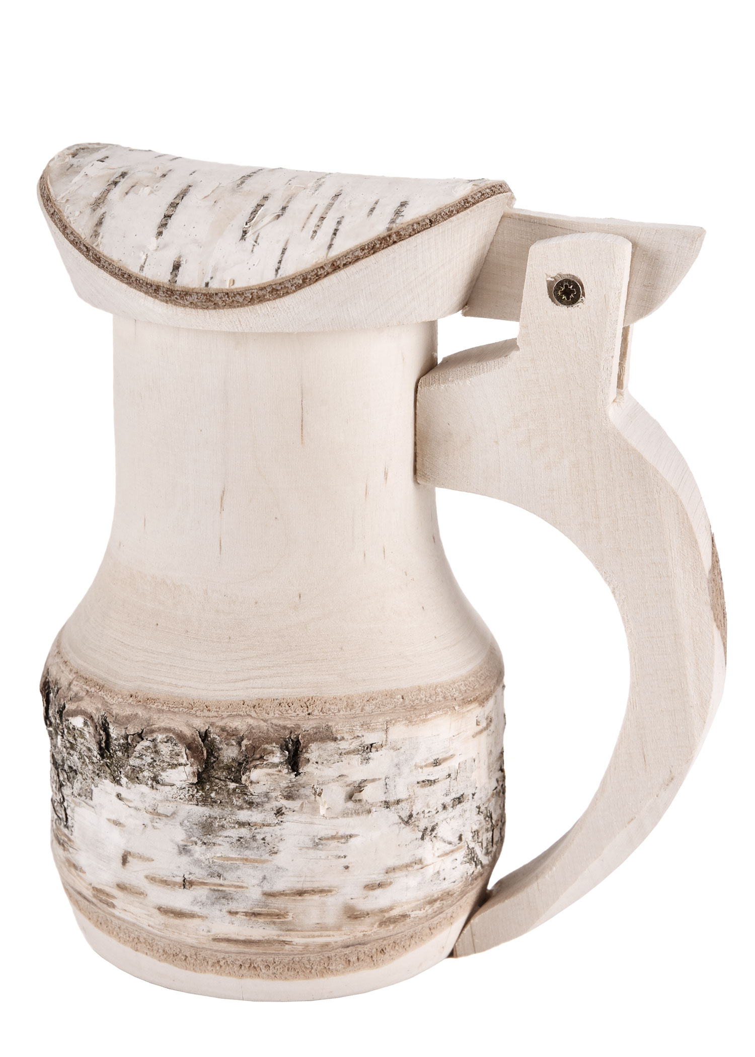 Birch wood jug with lid approx. 17 x 14 cm