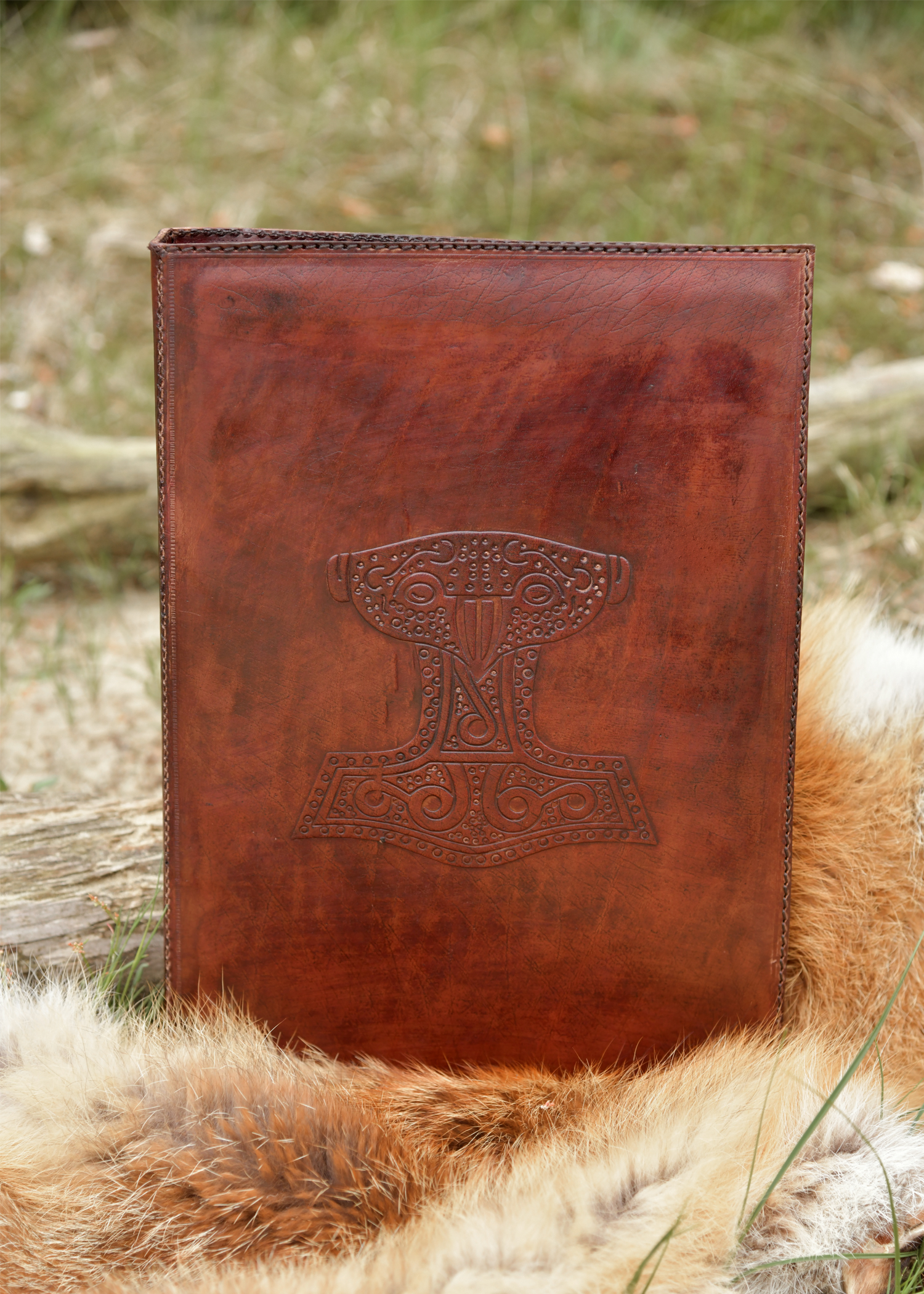 Leather Binder with Thor's Hammer Embossing
