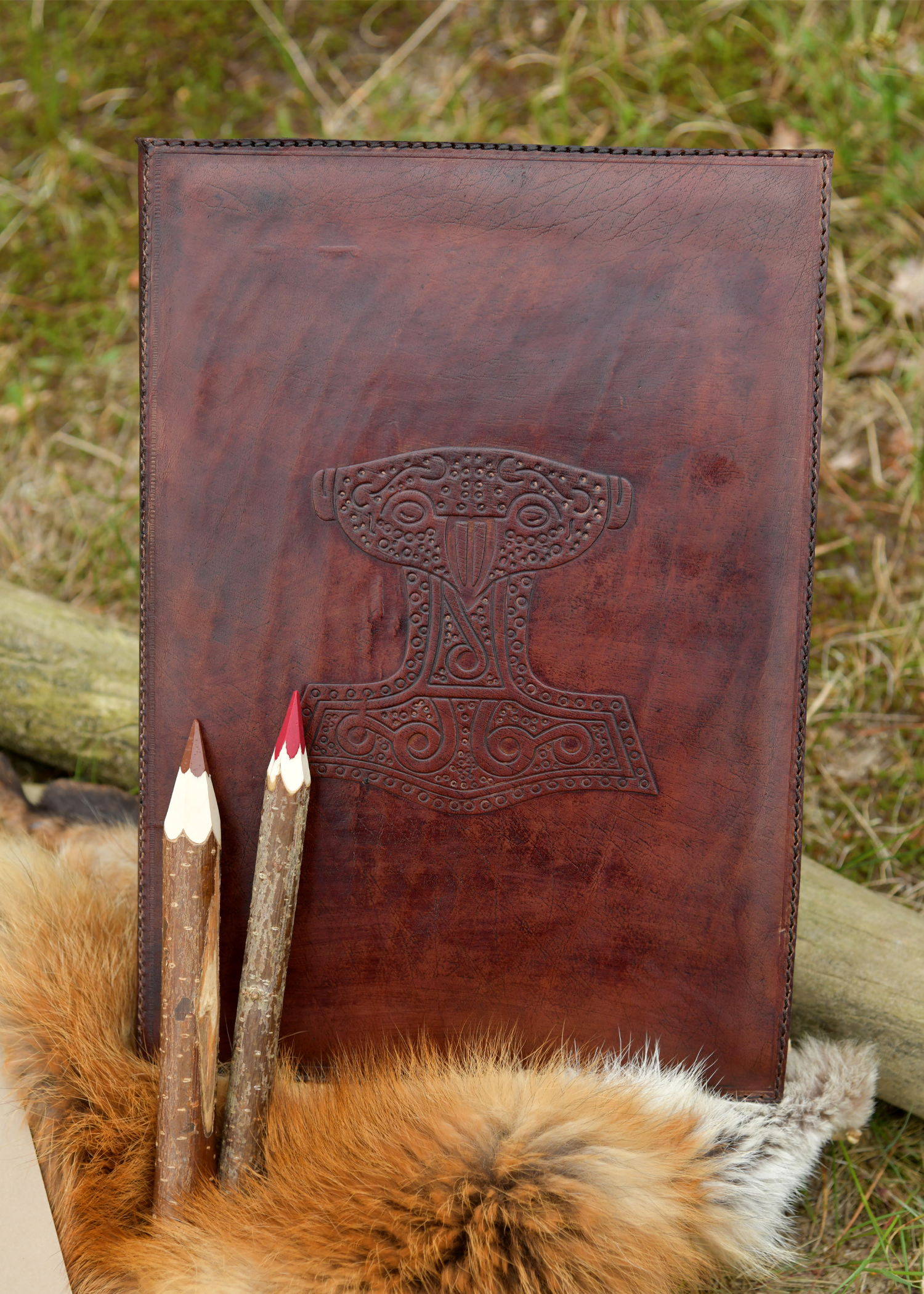 Leather Binder with Thor's Hammer Embossing