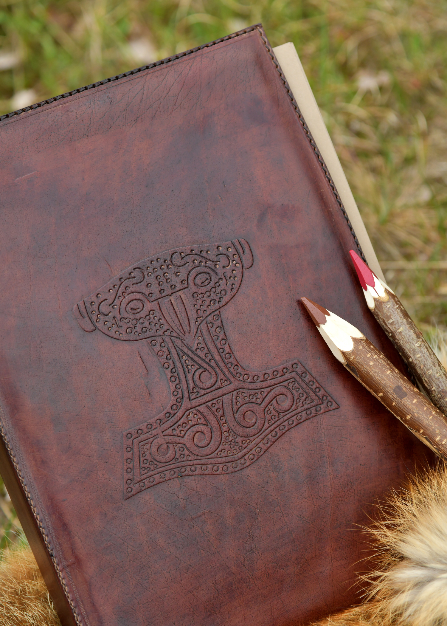 Leather Binder with Thor's Hammer Embossing