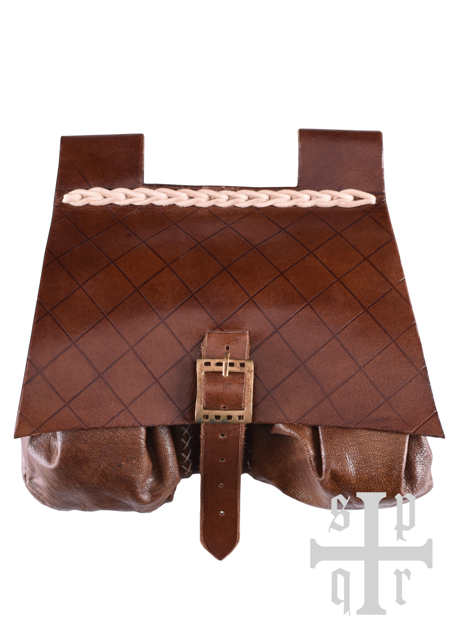 Medieval Leather Bag, 14th Century, Brown