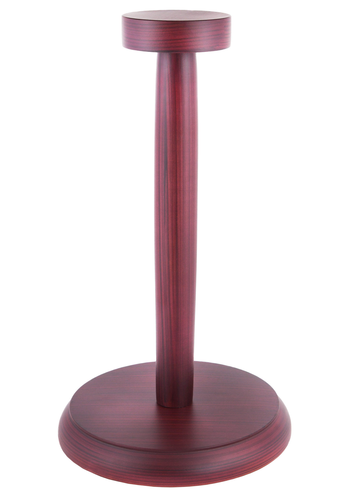 Wooden helmet stand with round base
