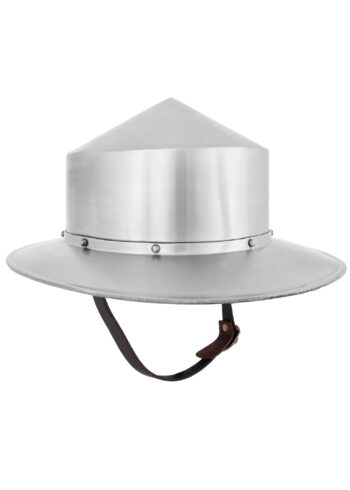 Kettle Hat, 13th c,  1.6 mm steel, with leather liner