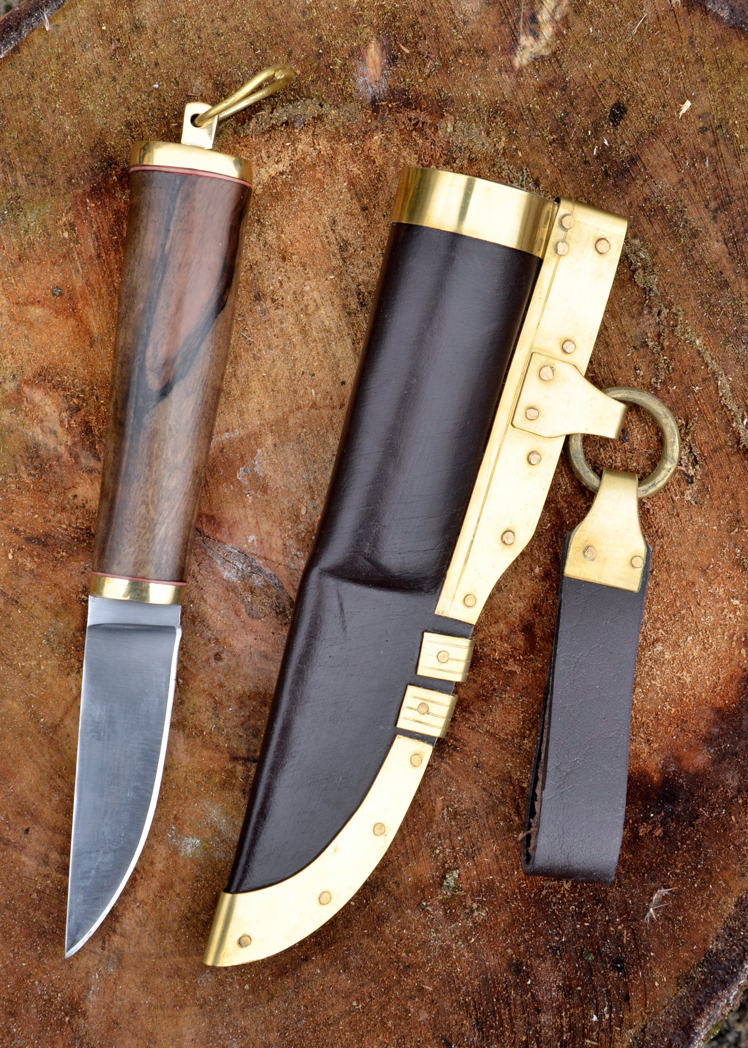 Viking Knife with Walnut Grip & Leather Sheath