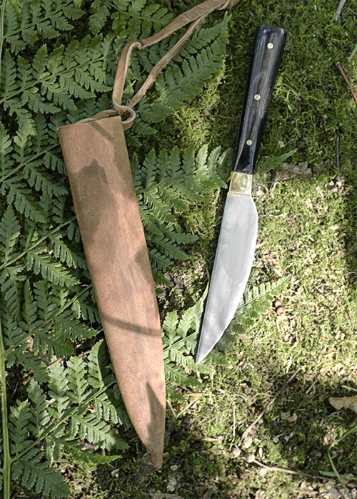 Kitchen knife with handle from horn, 17 cm incl. sheath