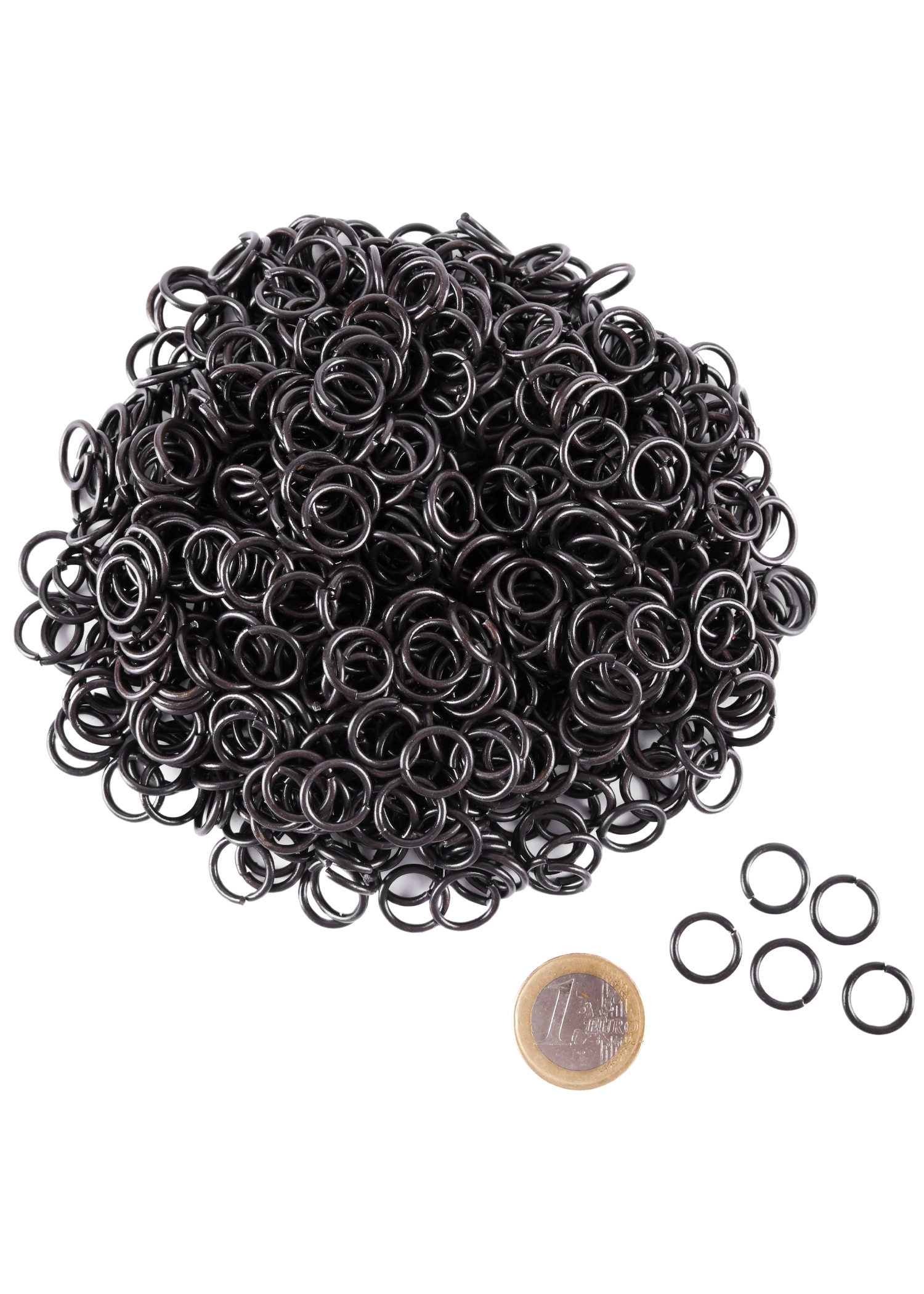 Loose rings, butted, blackened, 9 mm ID, 3 kg