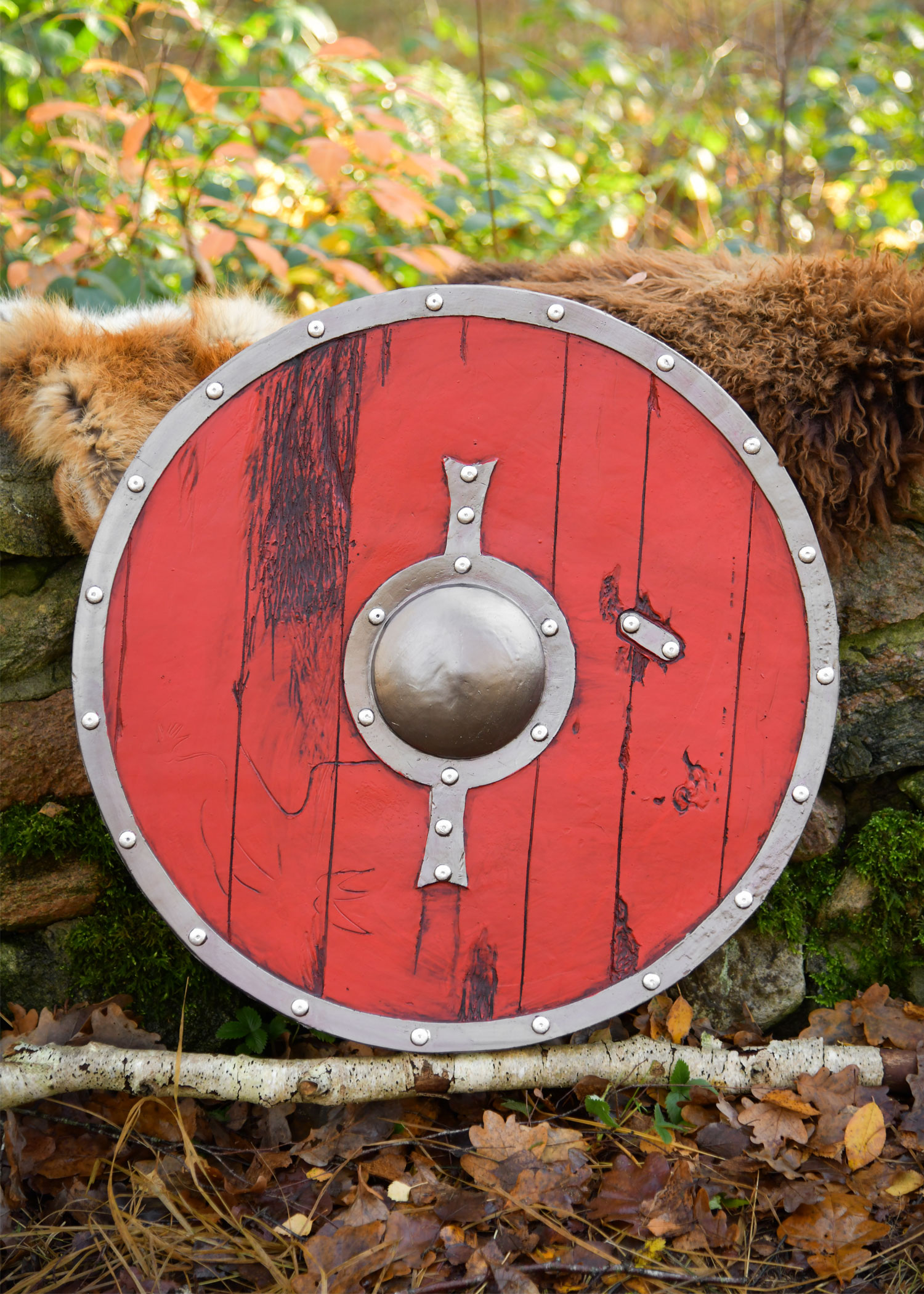 LARP Viking Shield Skjaldar, red, 60 cm