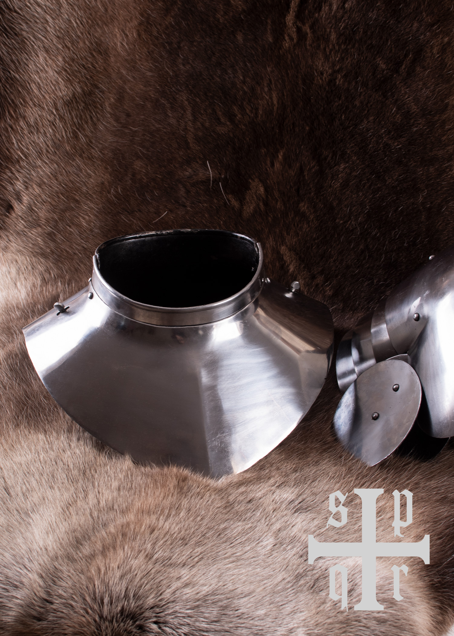 Medieval Gorget with Pauldrons, 14th C., 1.6 mm Steel