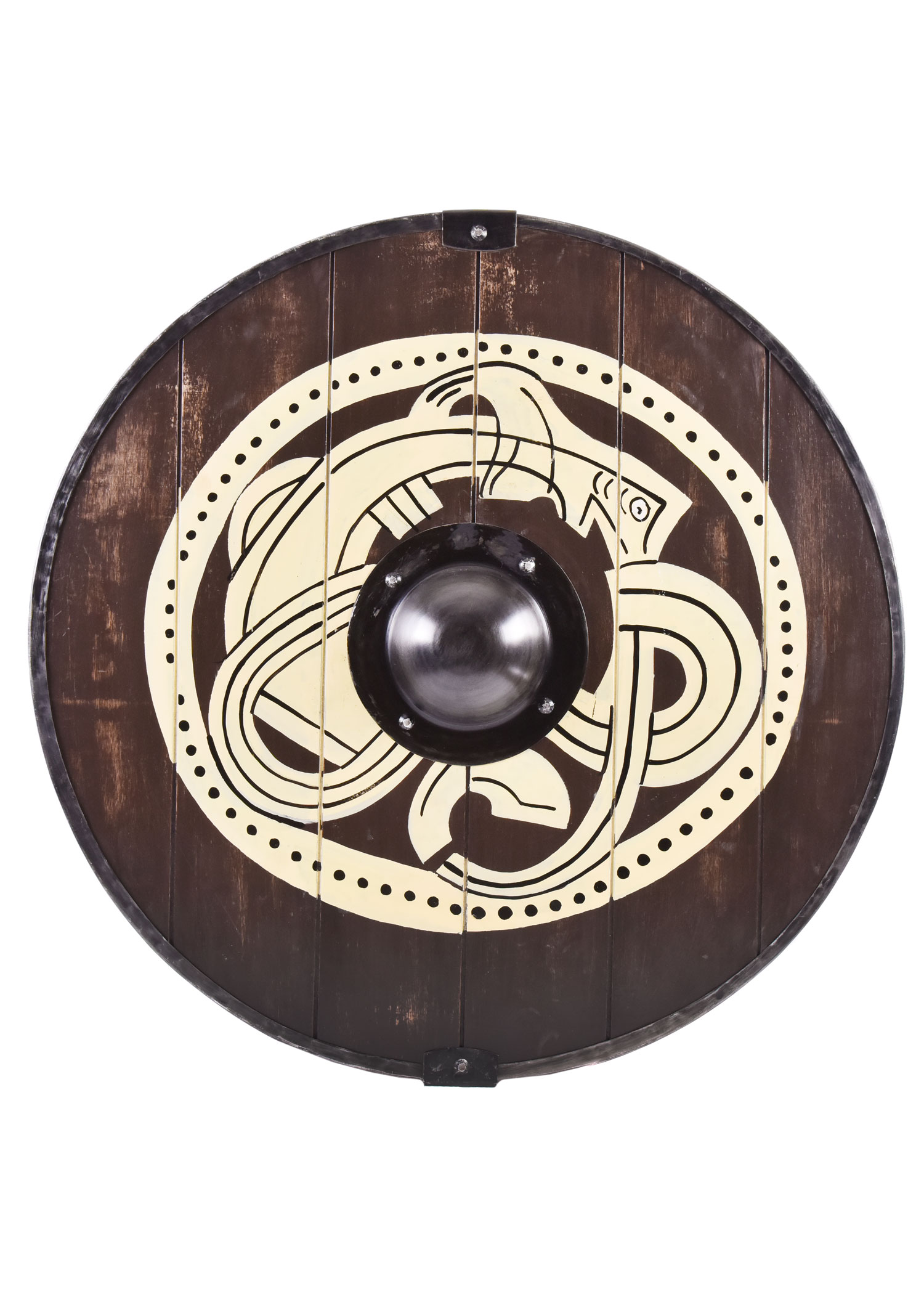 Viking Shield with Gripping Beast Motif, hand-painted, 61 cm (24 in.)
