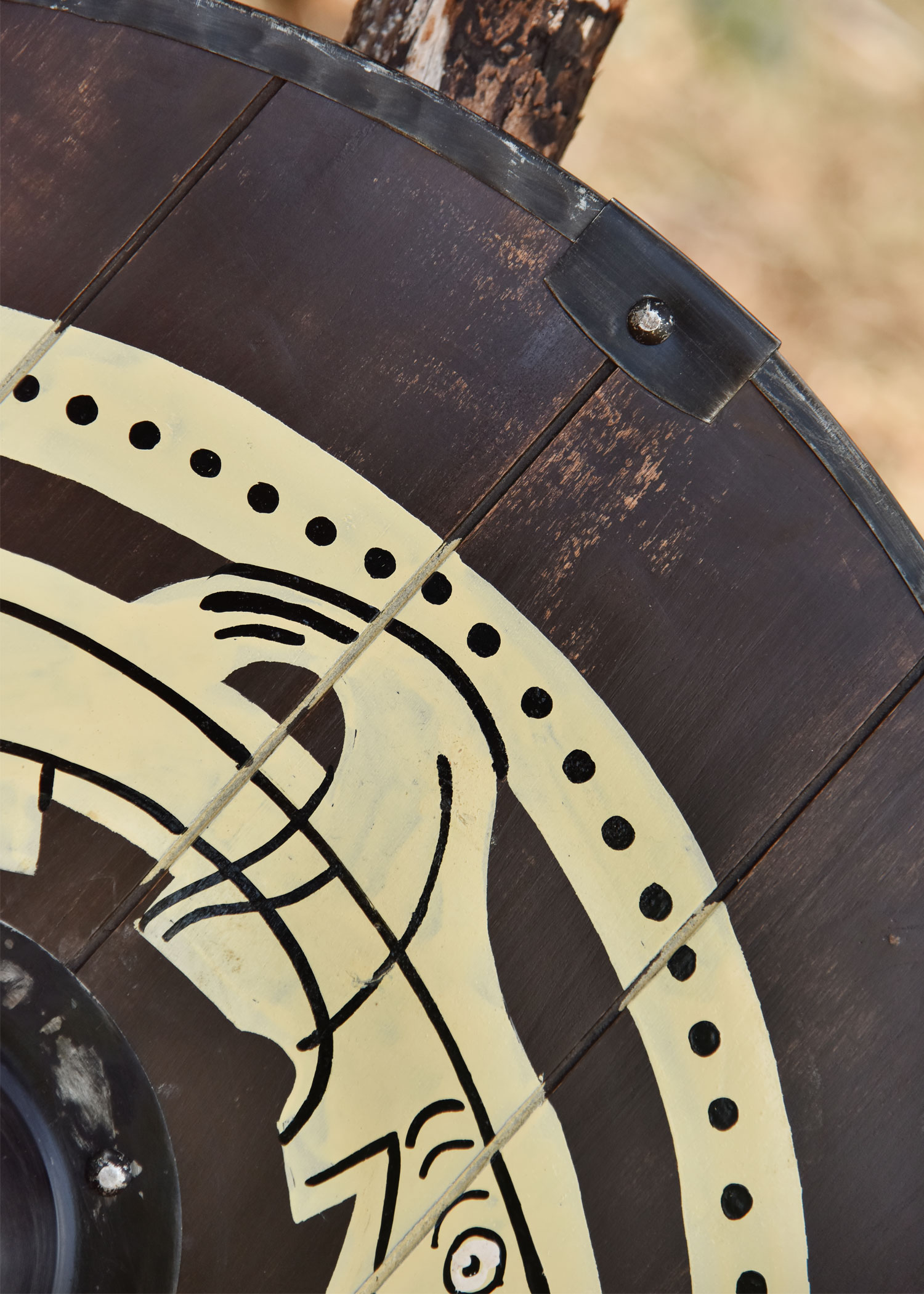 Viking Shield with Gripping Beast Motif, hand-painted, 61 cm (24 in.)