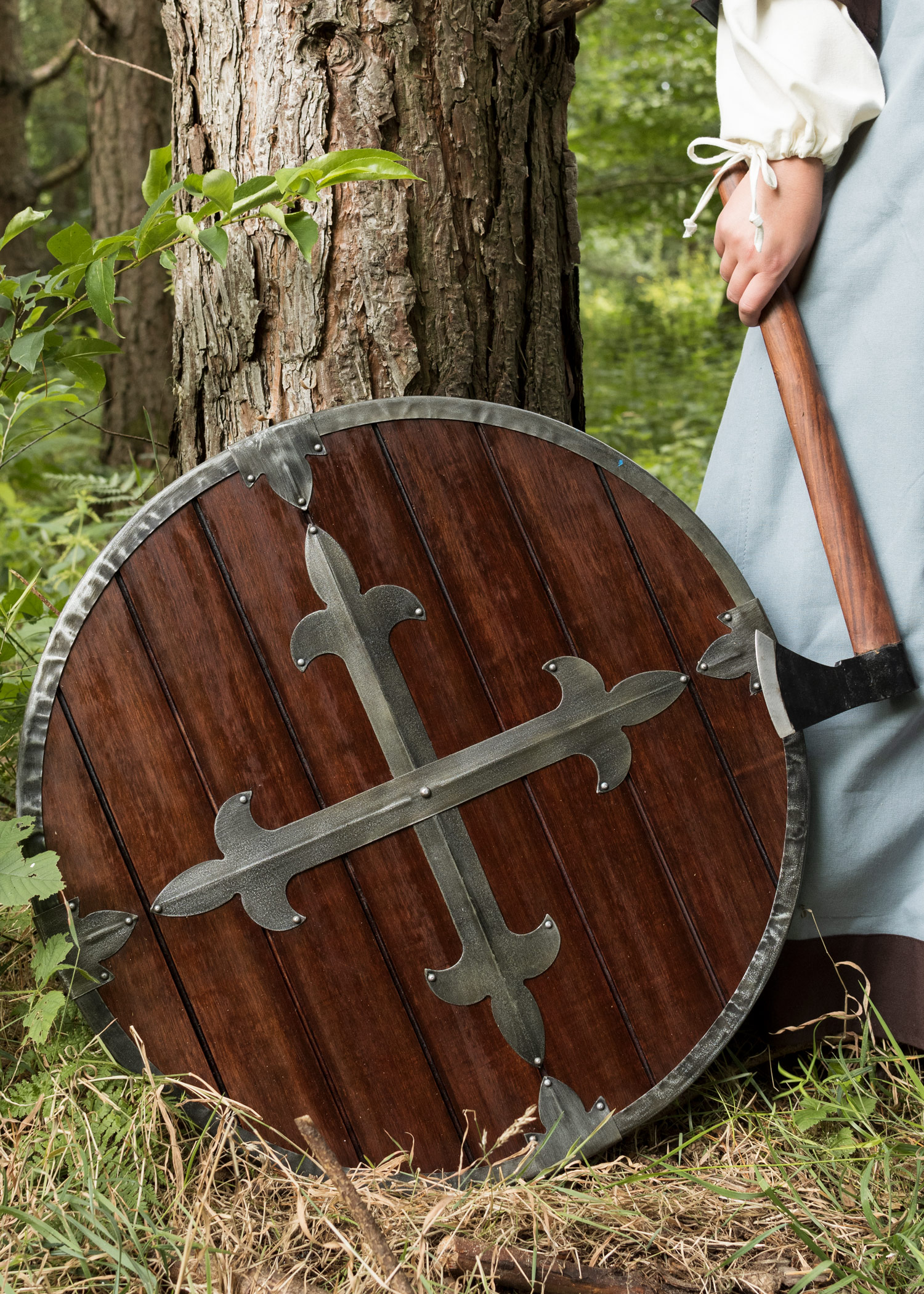 Wooden Round Shield with Steel Fittings