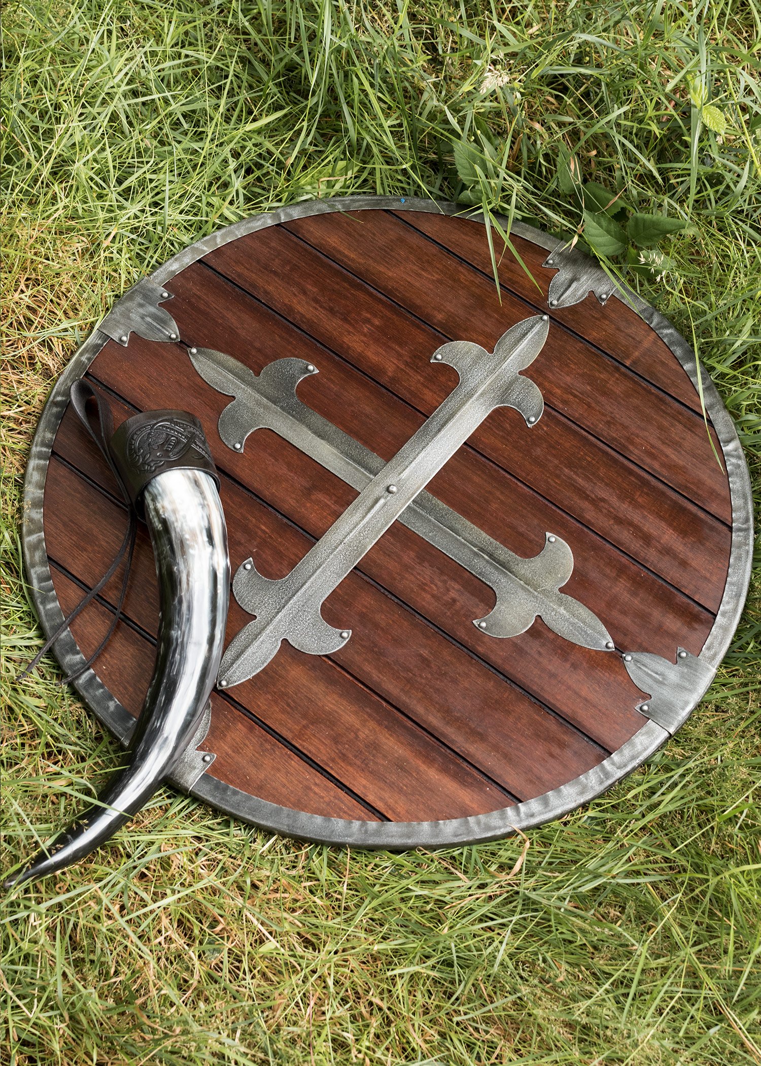 Wooden Round Shield with Steel Fittings