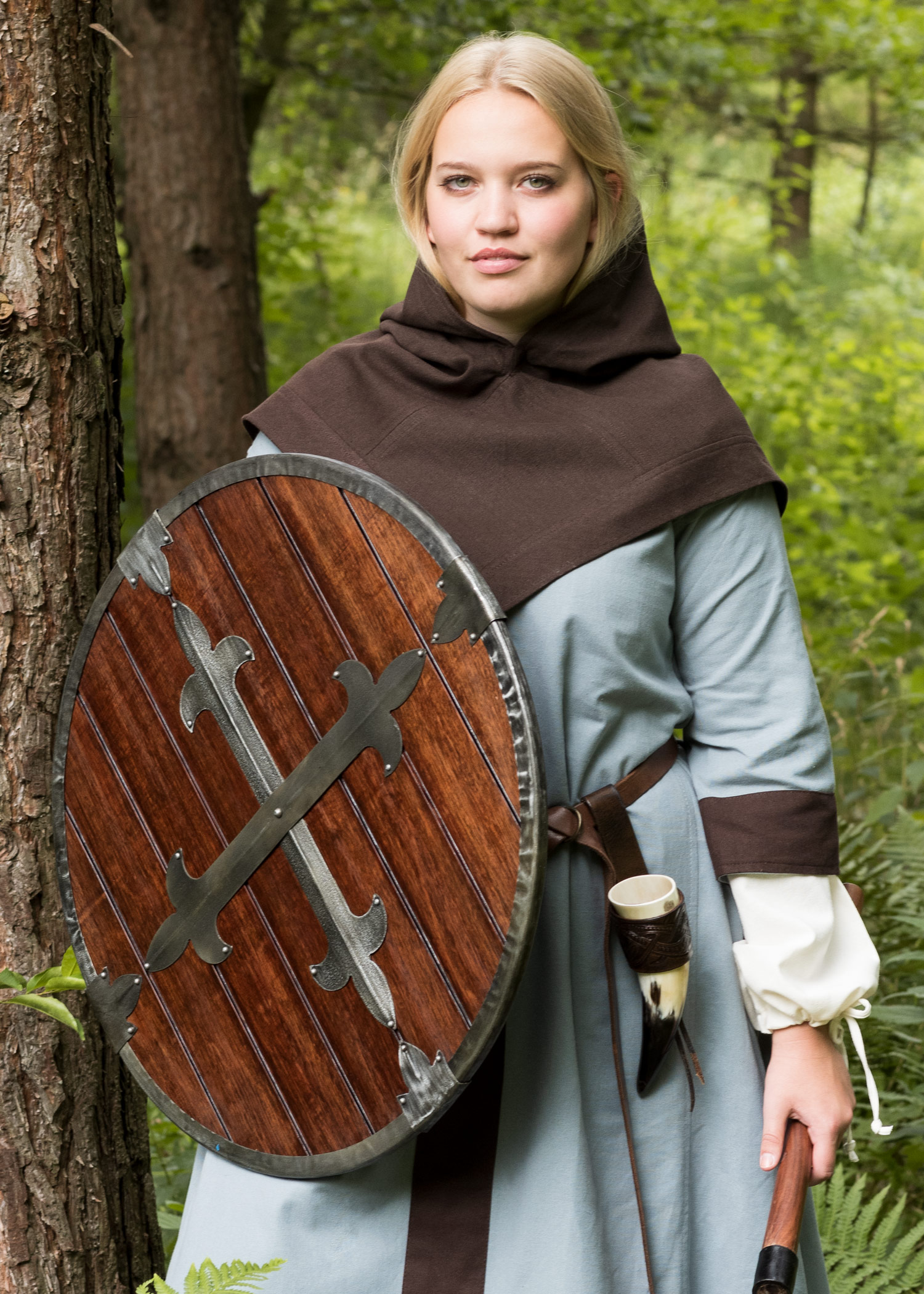 Wooden Round Shield with Steel Fittings