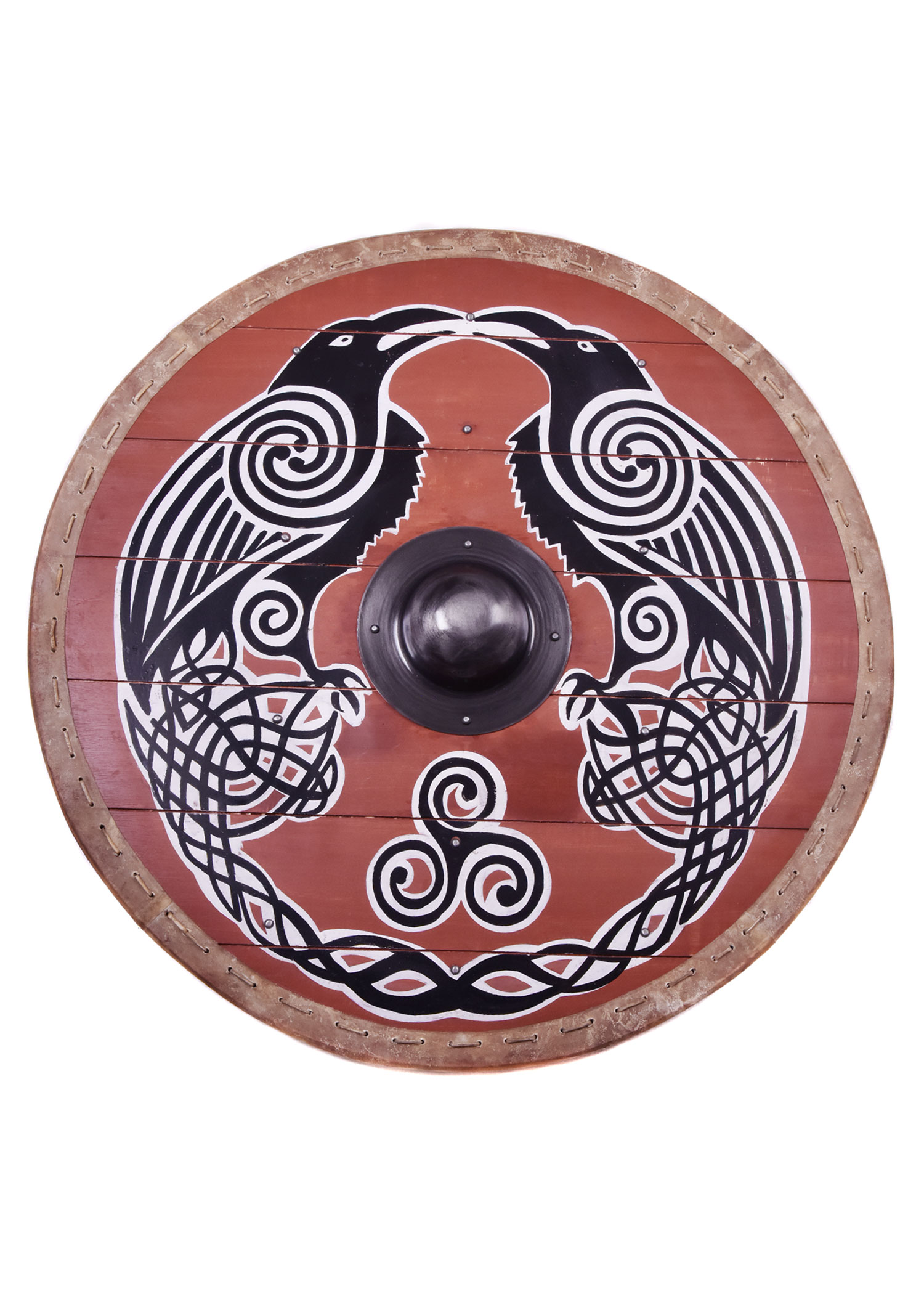 Viking Shield 'Huginn & Muninn' with Rawhide Edging, 80 cm (individual packing)
