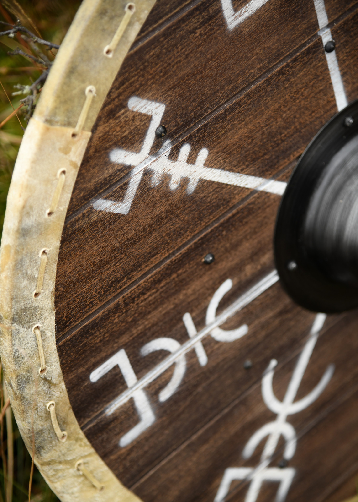 Viking Shield 'Vegvísir' with Rawhide Edging, 60 cm