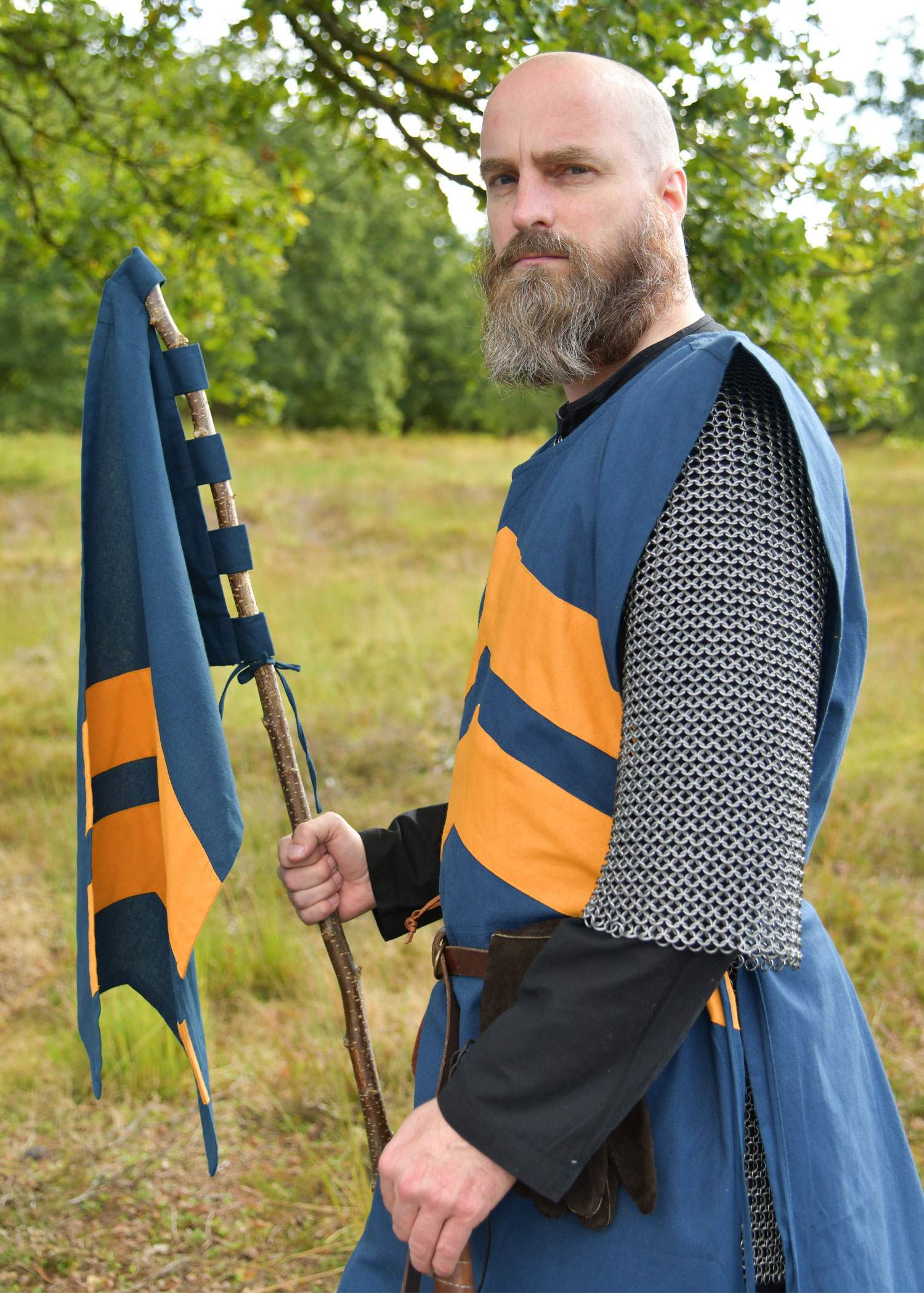 Medieval Tabard with Stripes, blue - yellow