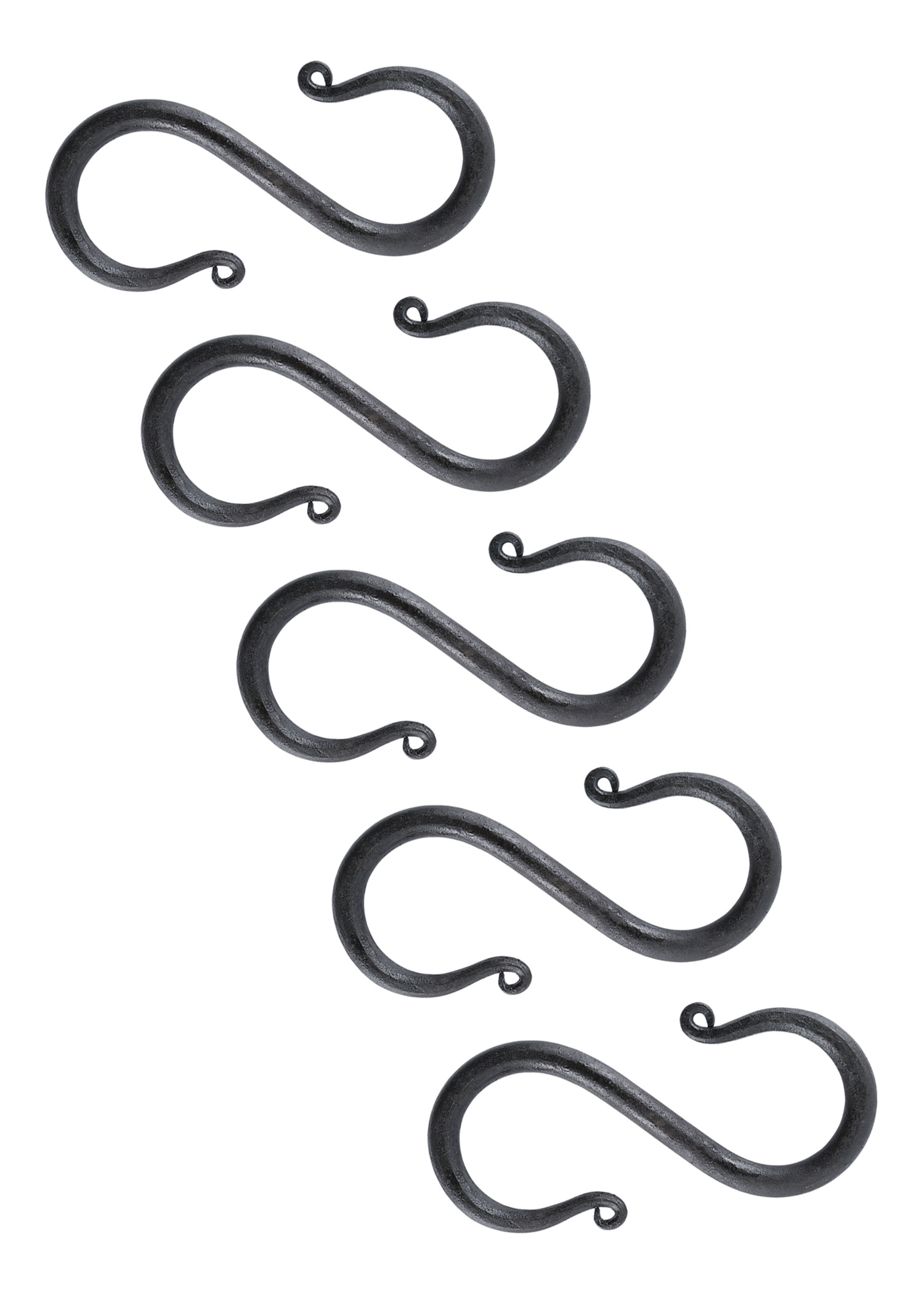 S-Hook, handforged, small, set of 5 pieces