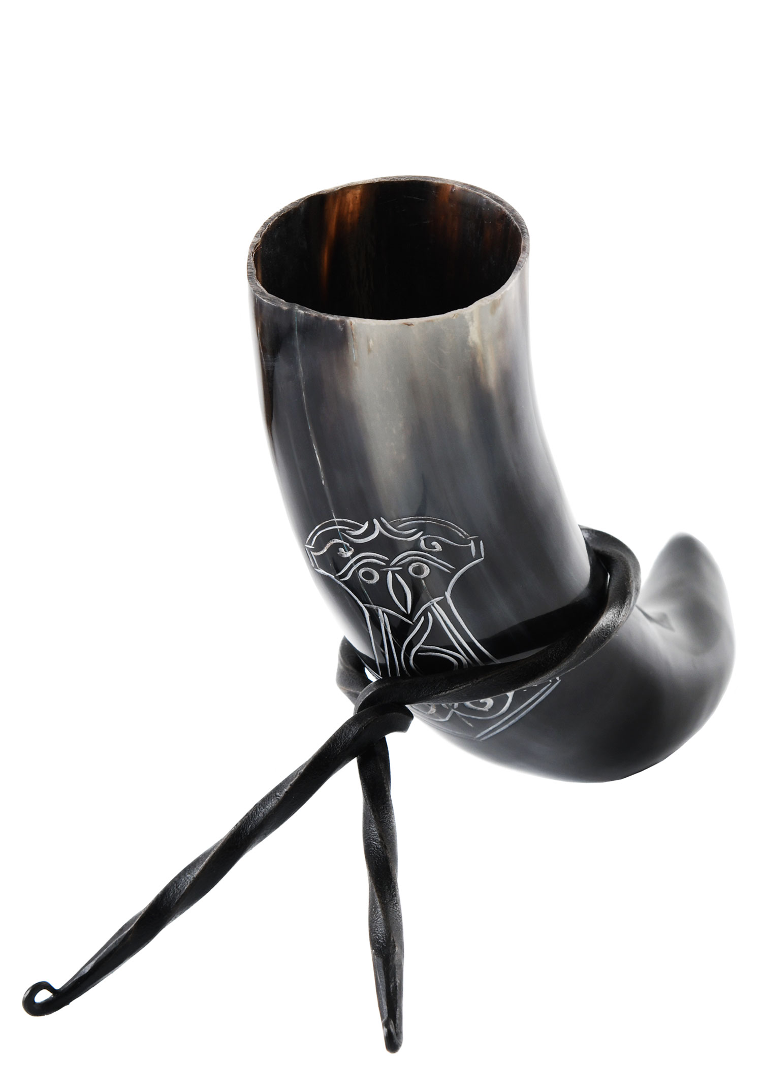 Drinking Horn with Stand - Mjölnir, Hammer of Thor (Our design! Individual pack)