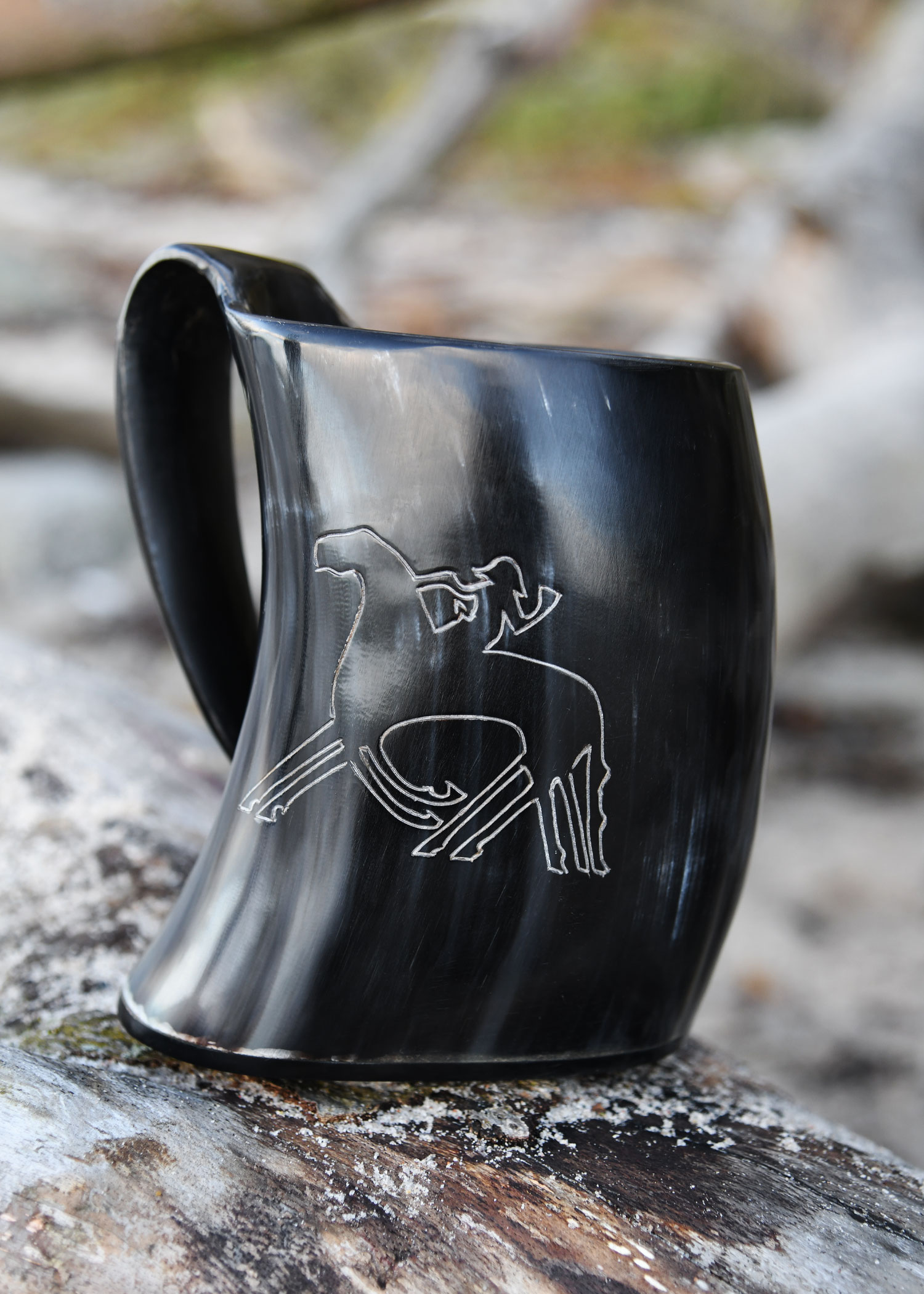 Horn Beer Mug / Tankard - Odin rides Sleipnir (our design, indiv. packing, 9083)