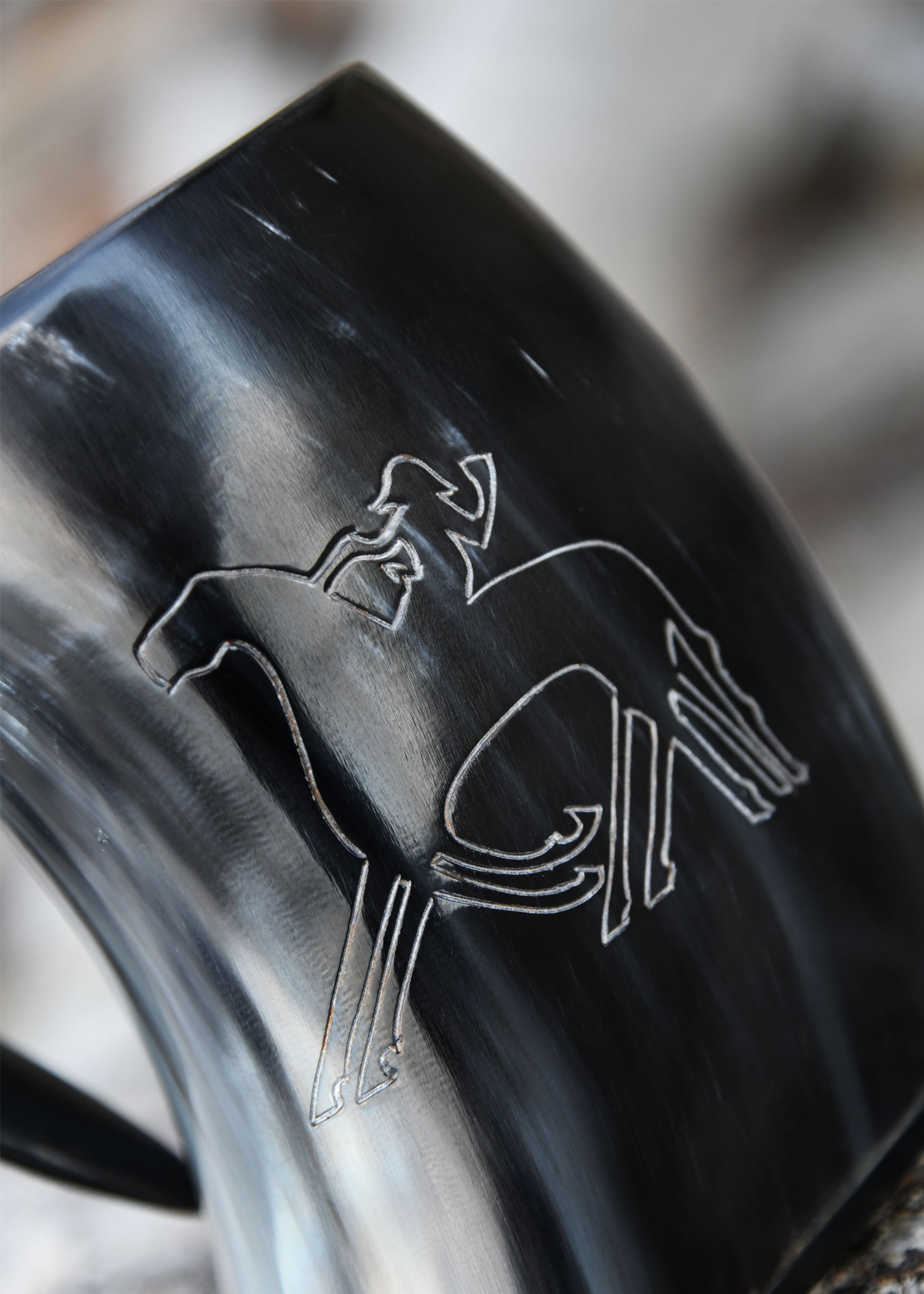 Horn Beer Mug / Tankard - Odin rides Sleipnir (our design, indiv. packing, 9083)