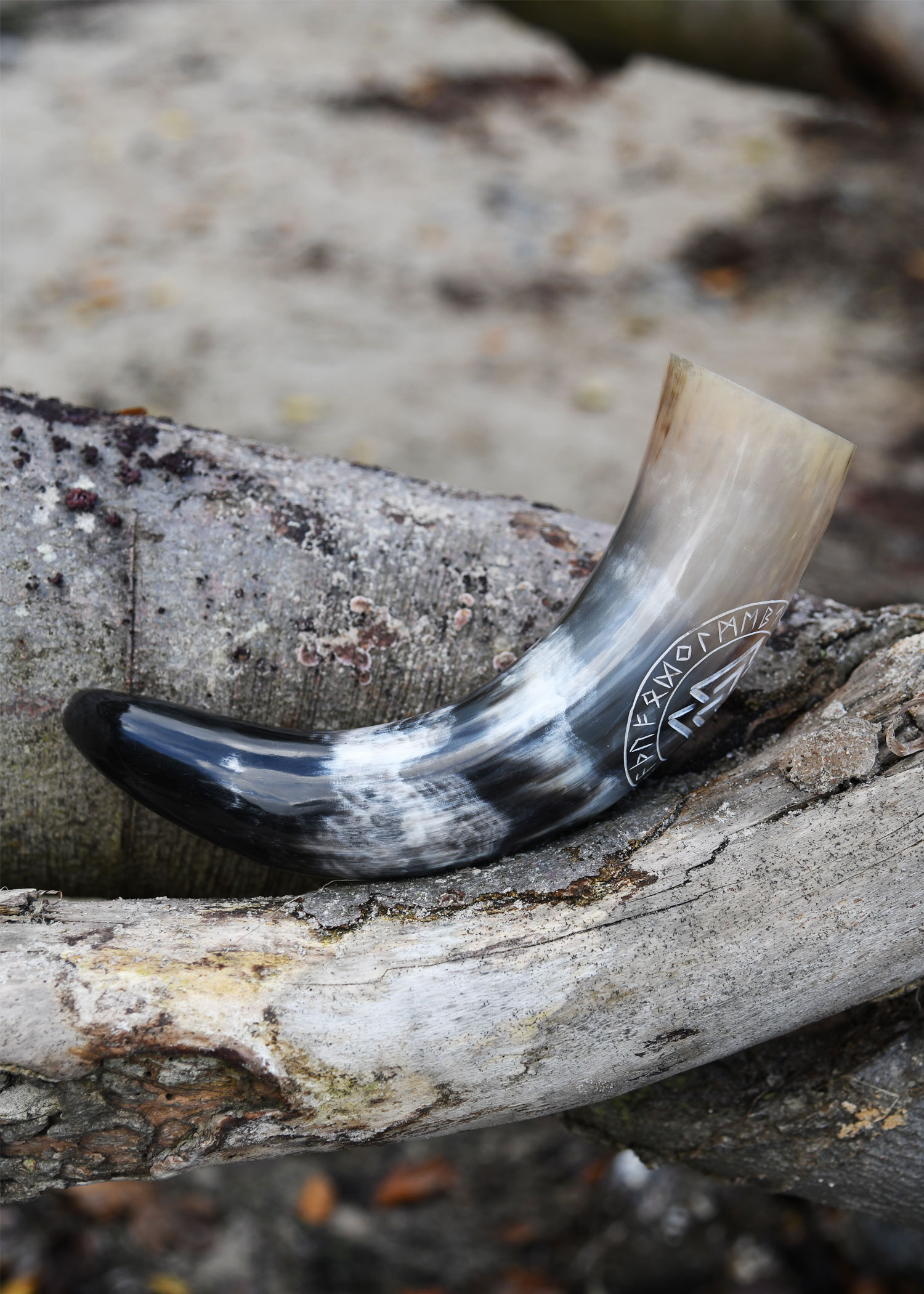 Drinking Horn with Stand - Valknut (Our design! Individual packing in box, 9078)