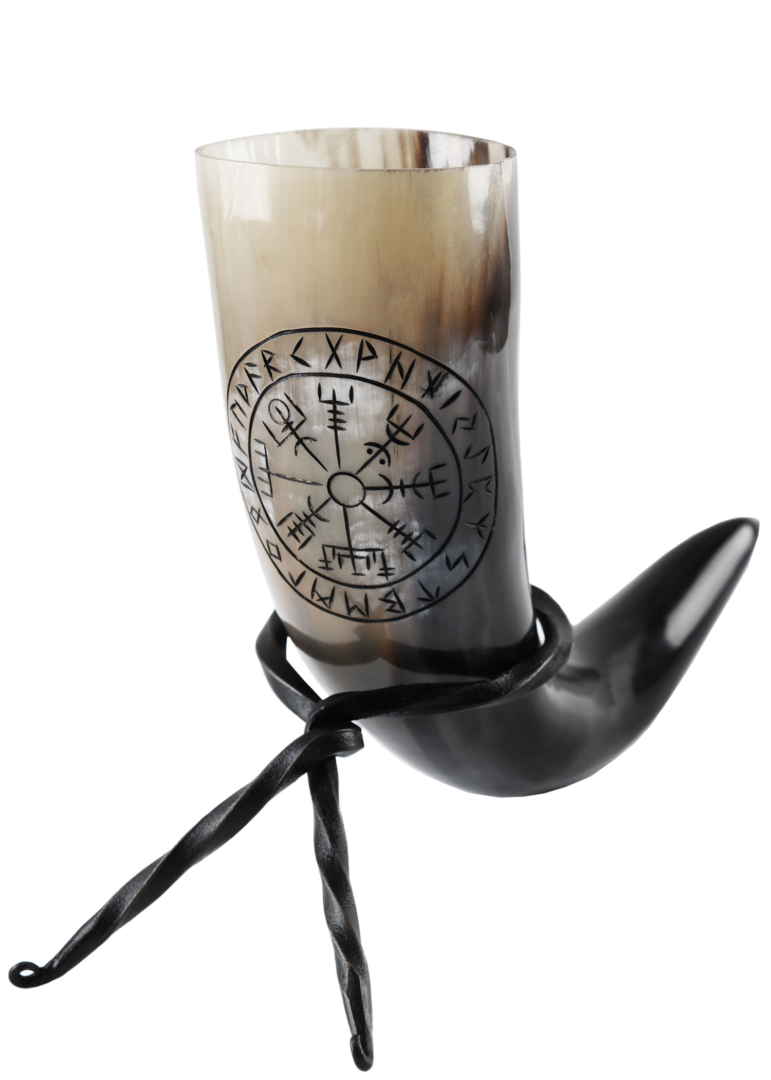 Drinking Horn with Stand - Vegvísir (Our design! Individual packing in box 9080)