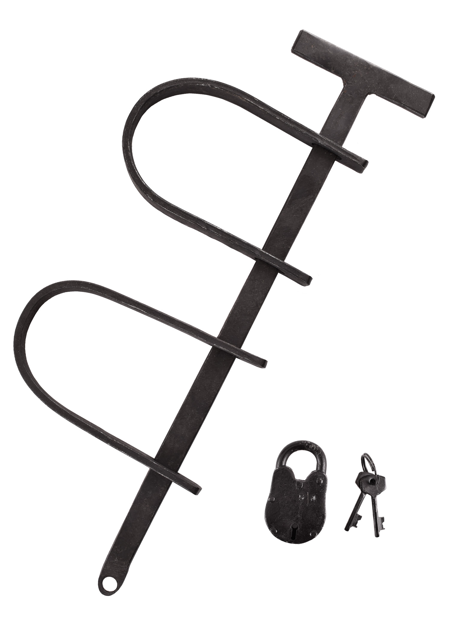 Medieval Handcuffs from Steel with small Padlock