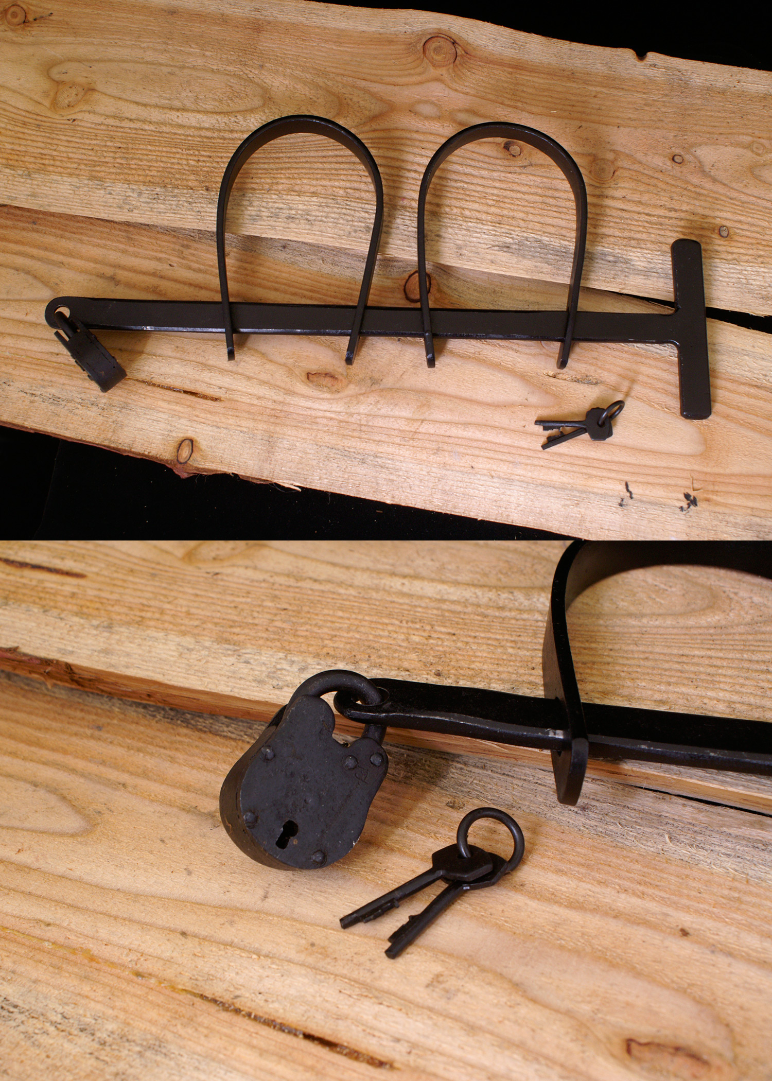 Medieval Handcuffs from Steel with small Padlock