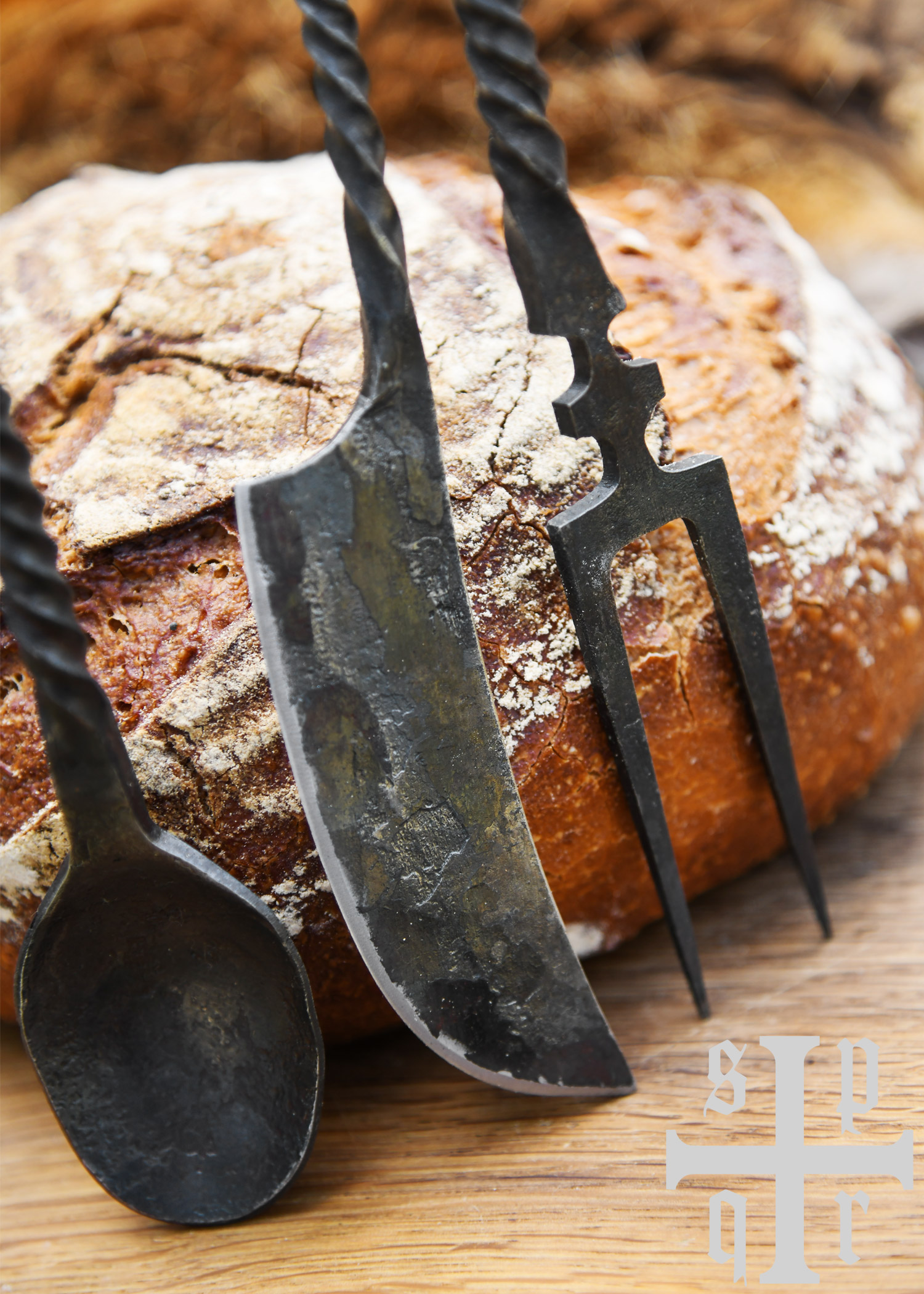Medieval Cutlery, 3-piece Set, hand-forged