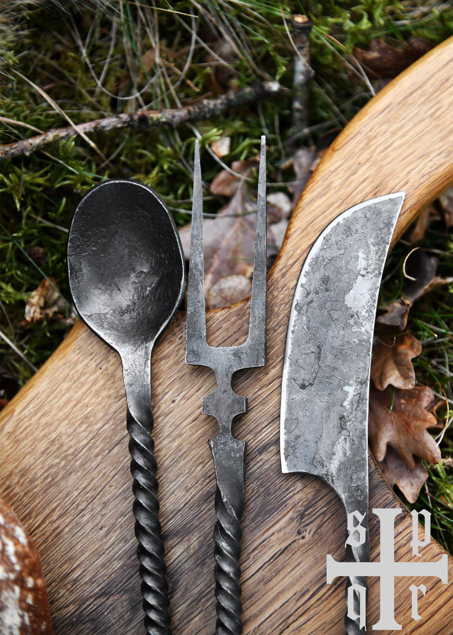 Medieval Cutlery, 3-piece Set, hand-forged