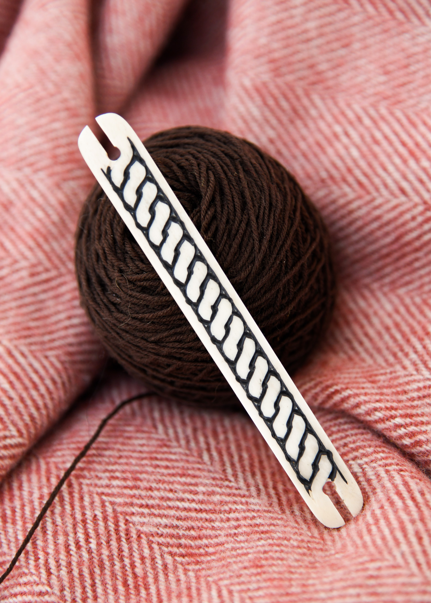 Bone Weaving Shuttle with Braided Pattern