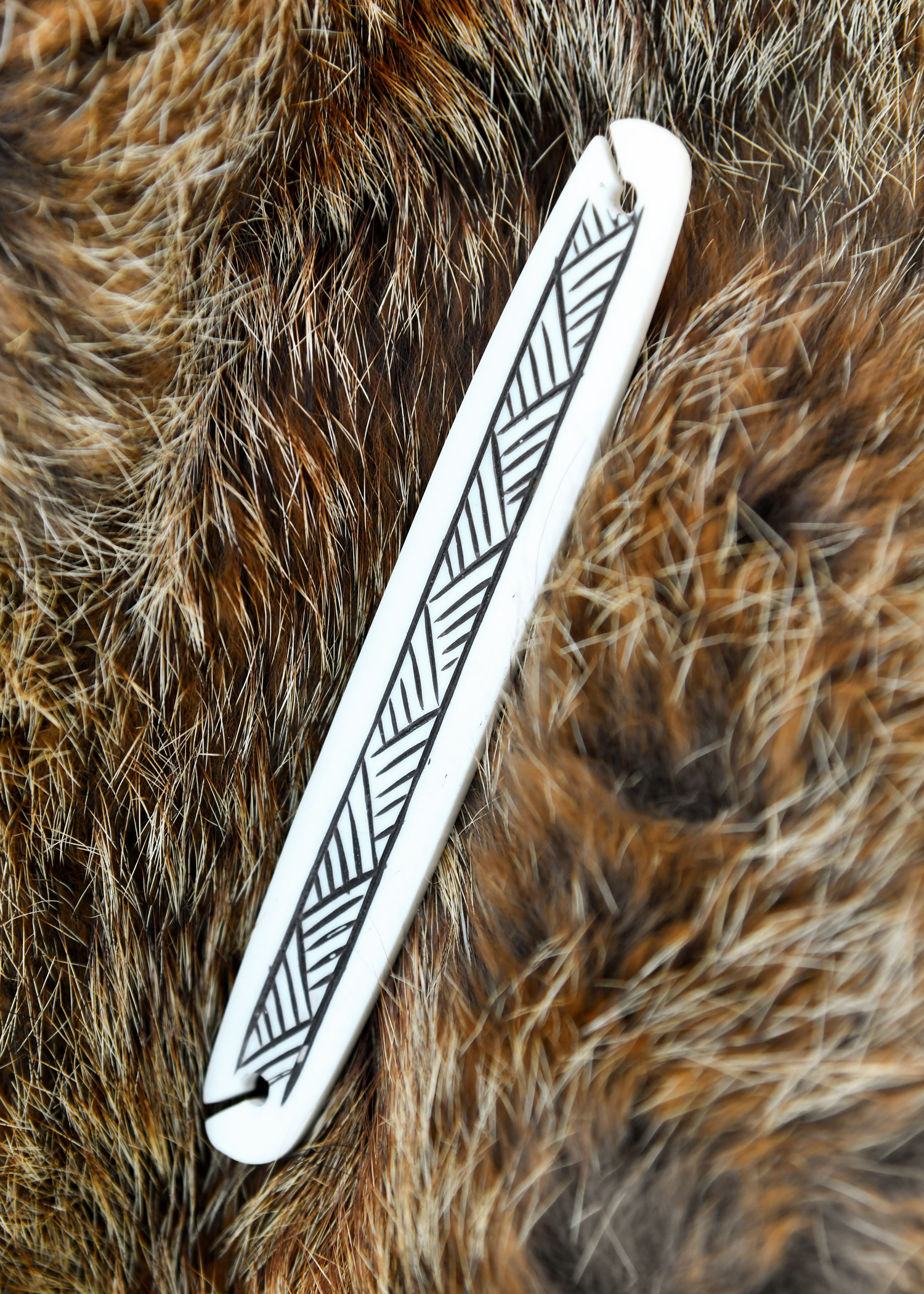 Bone Weaving Shuttle with Striped Pattern