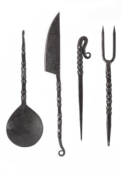 Handforged Cutlery Set with leather pouch