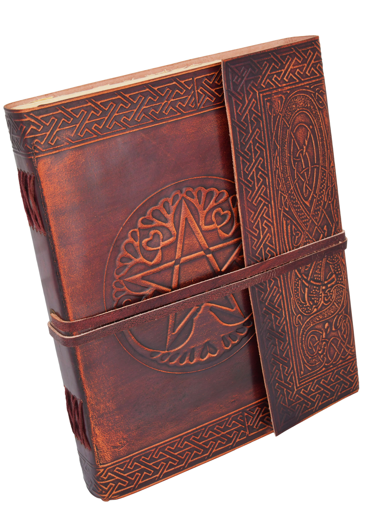 Leather Diary with Pentagram, brown, approx. 21 x 14 cm