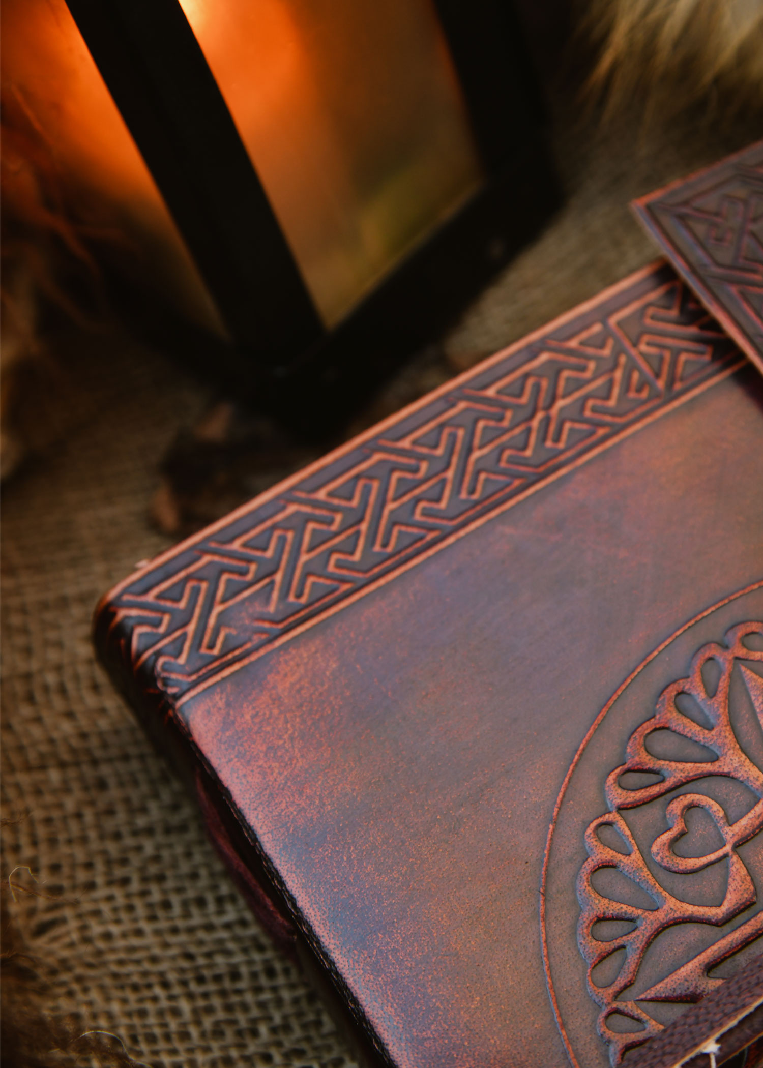 Leather Diary with Pentagram, brown, approx. 21 x 14 cm