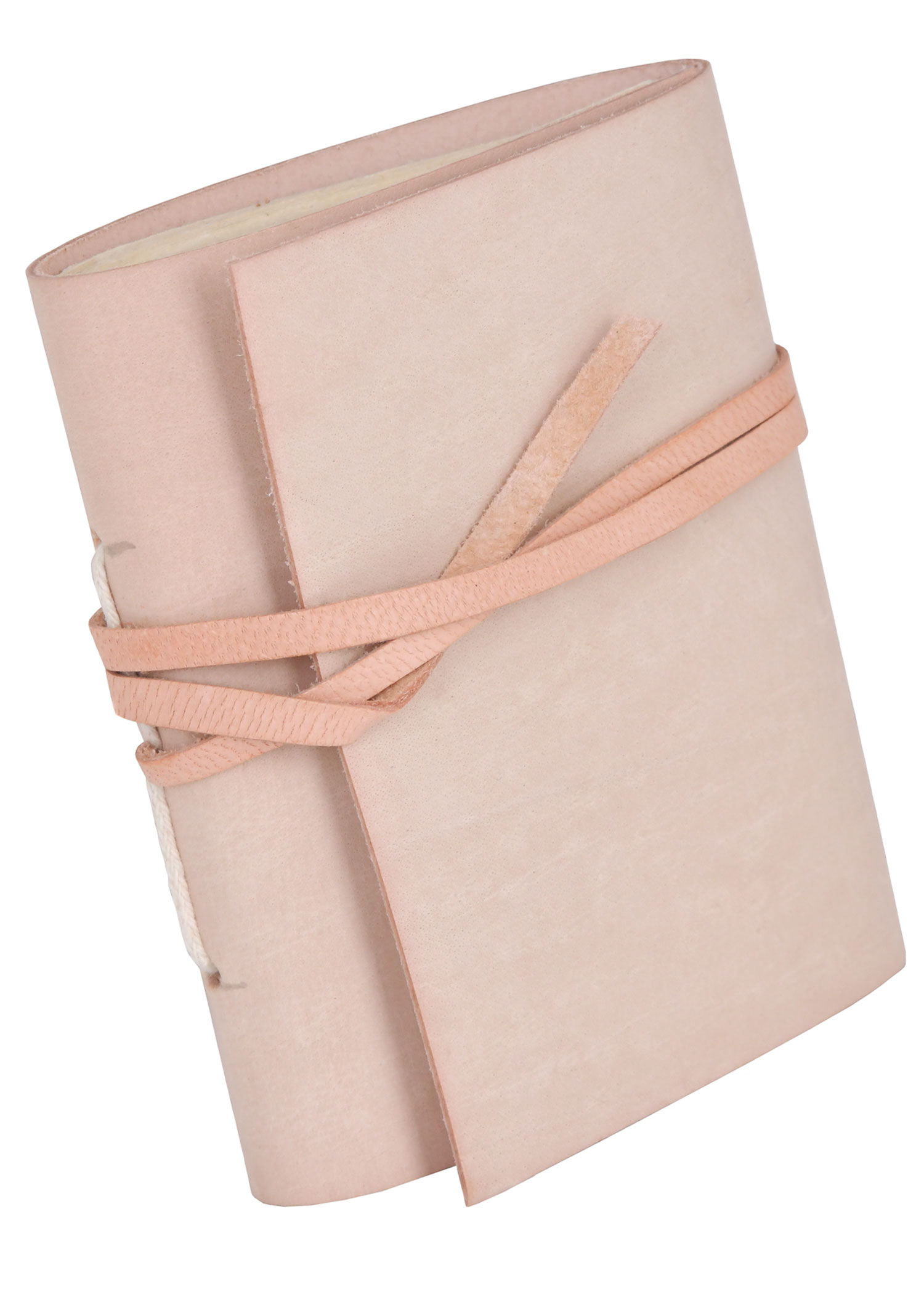 Small pocketbook, plain natural leather, 7 cm x 11 cm