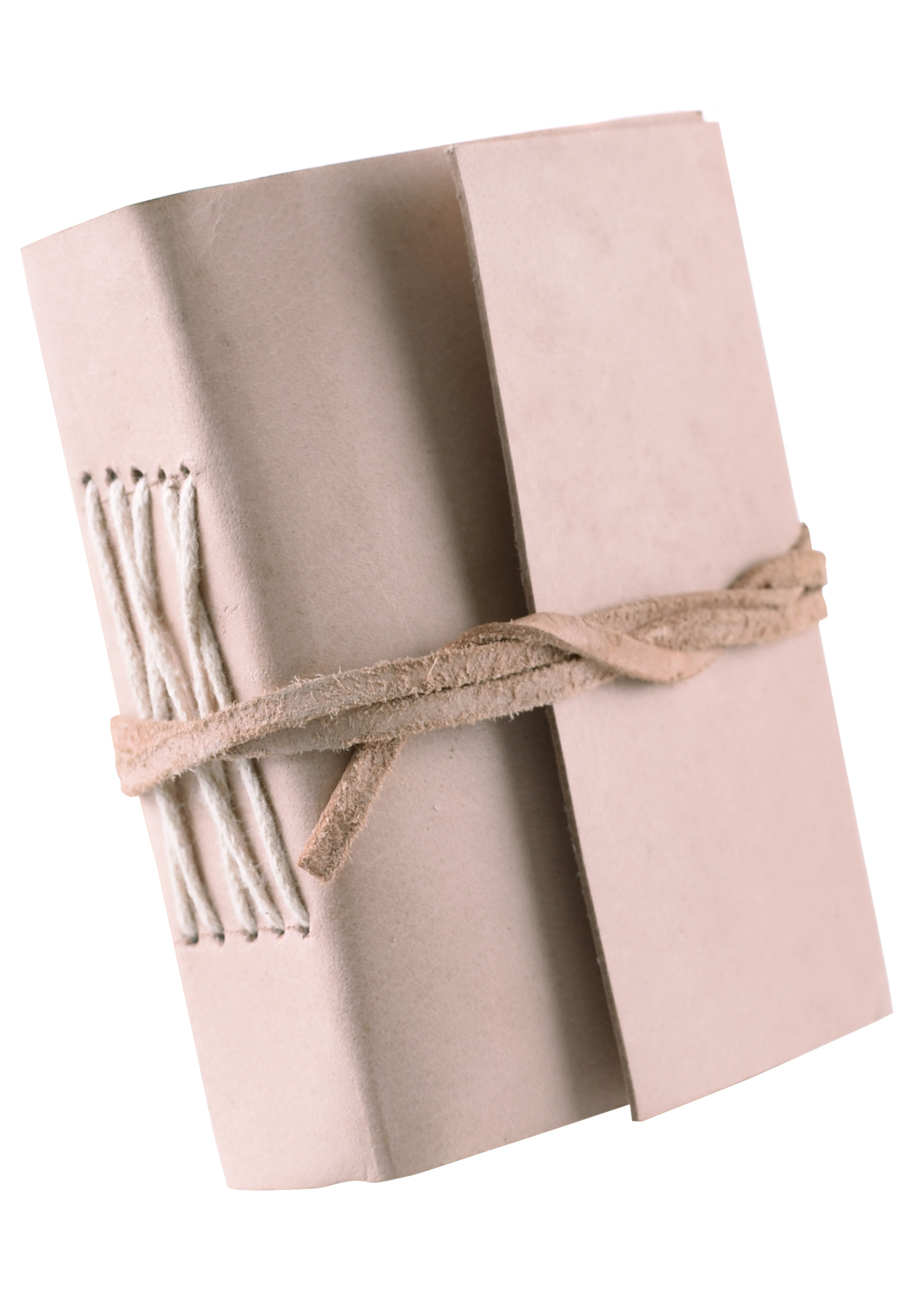 Small leather-bound pocketbook, natural colour, approx. 7 x 9 cm