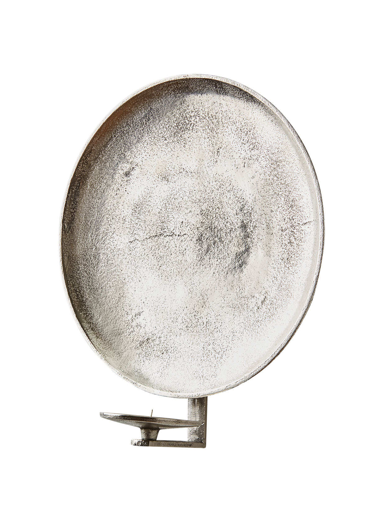 Wall Candle Holder, Aluminium Wall Plate, Nickel-Coloured