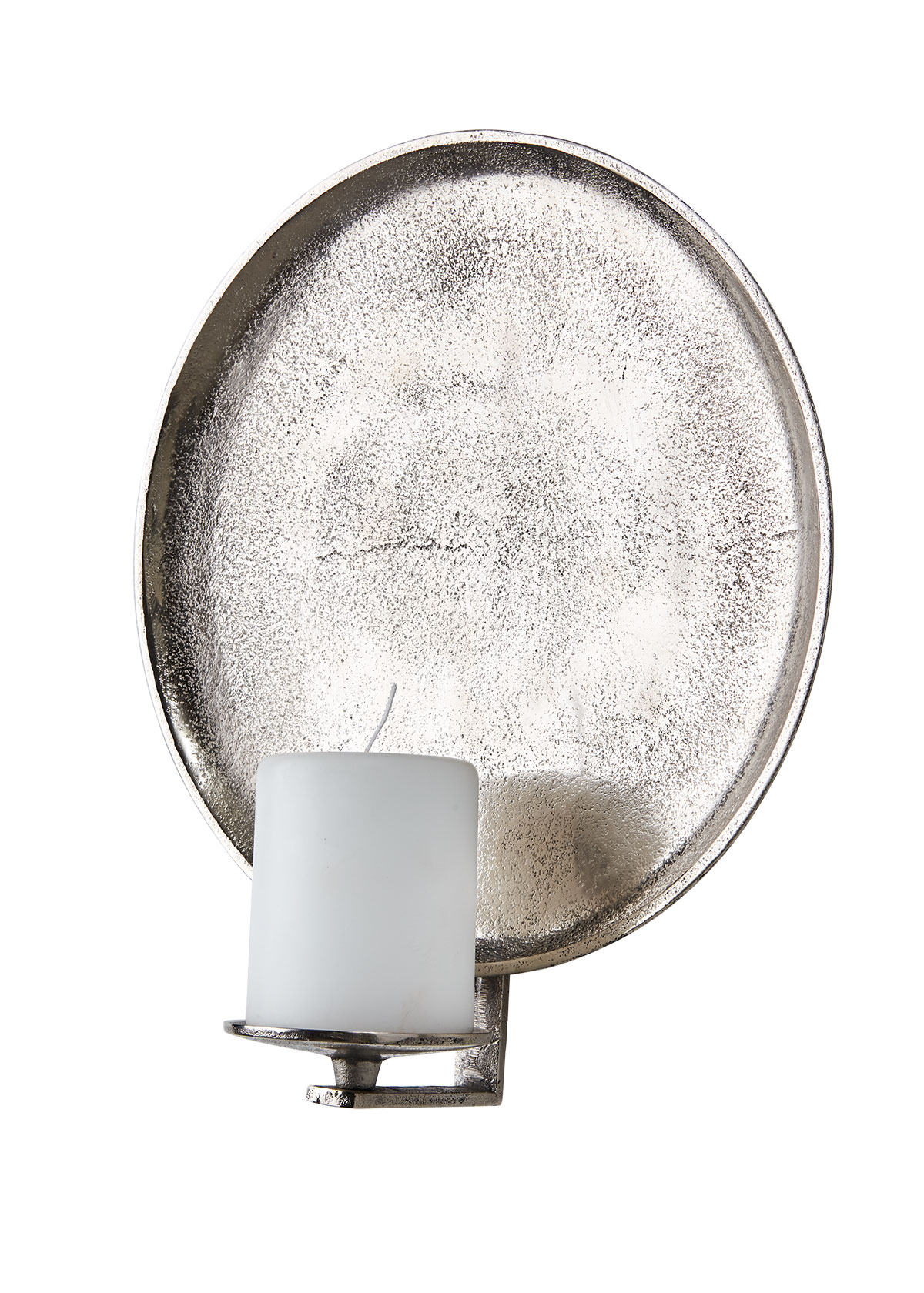 Wall Candle Holder, Aluminium Wall Plate, Nickel-Coloured