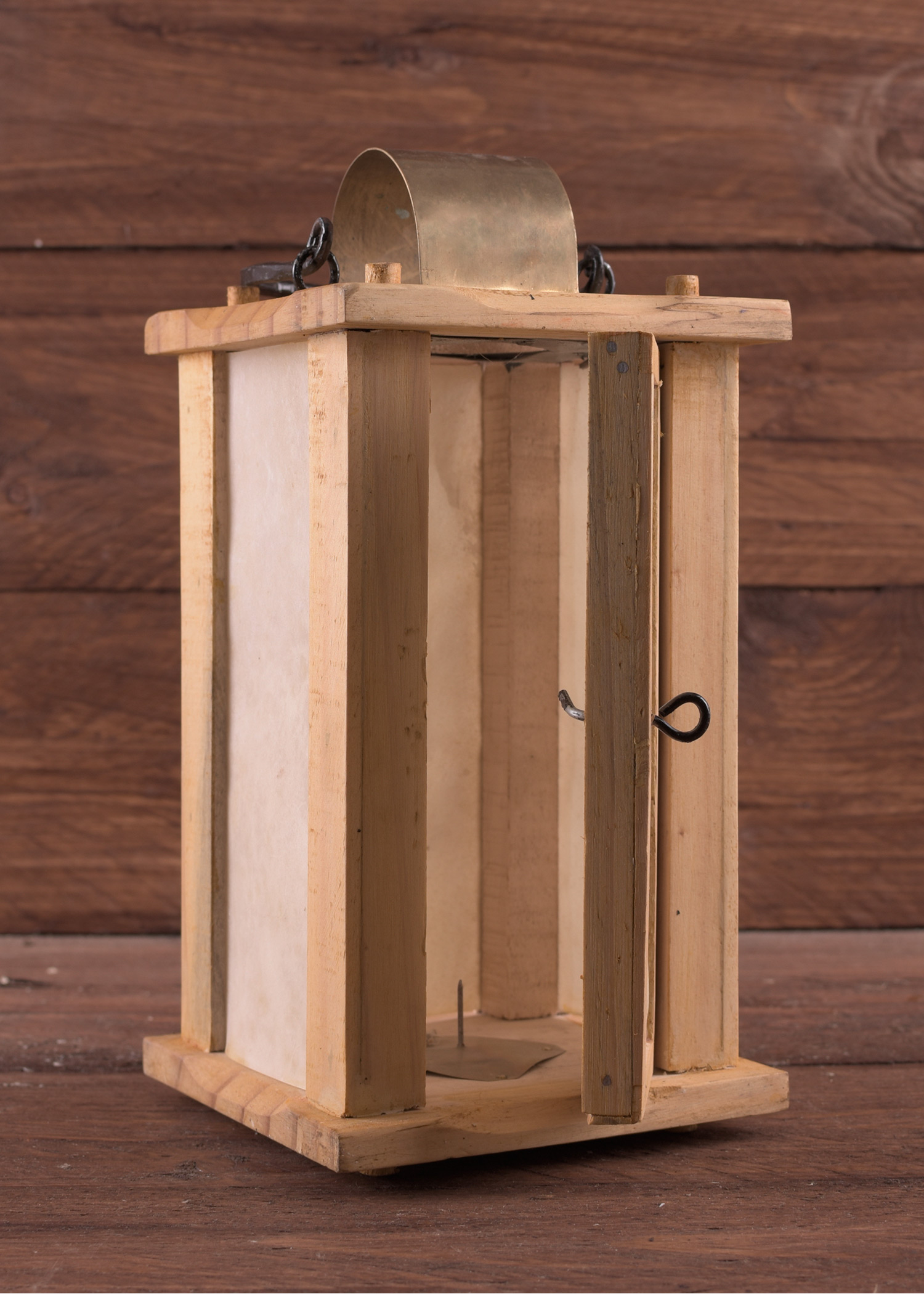 Wooden Lantern with Parchment Windows