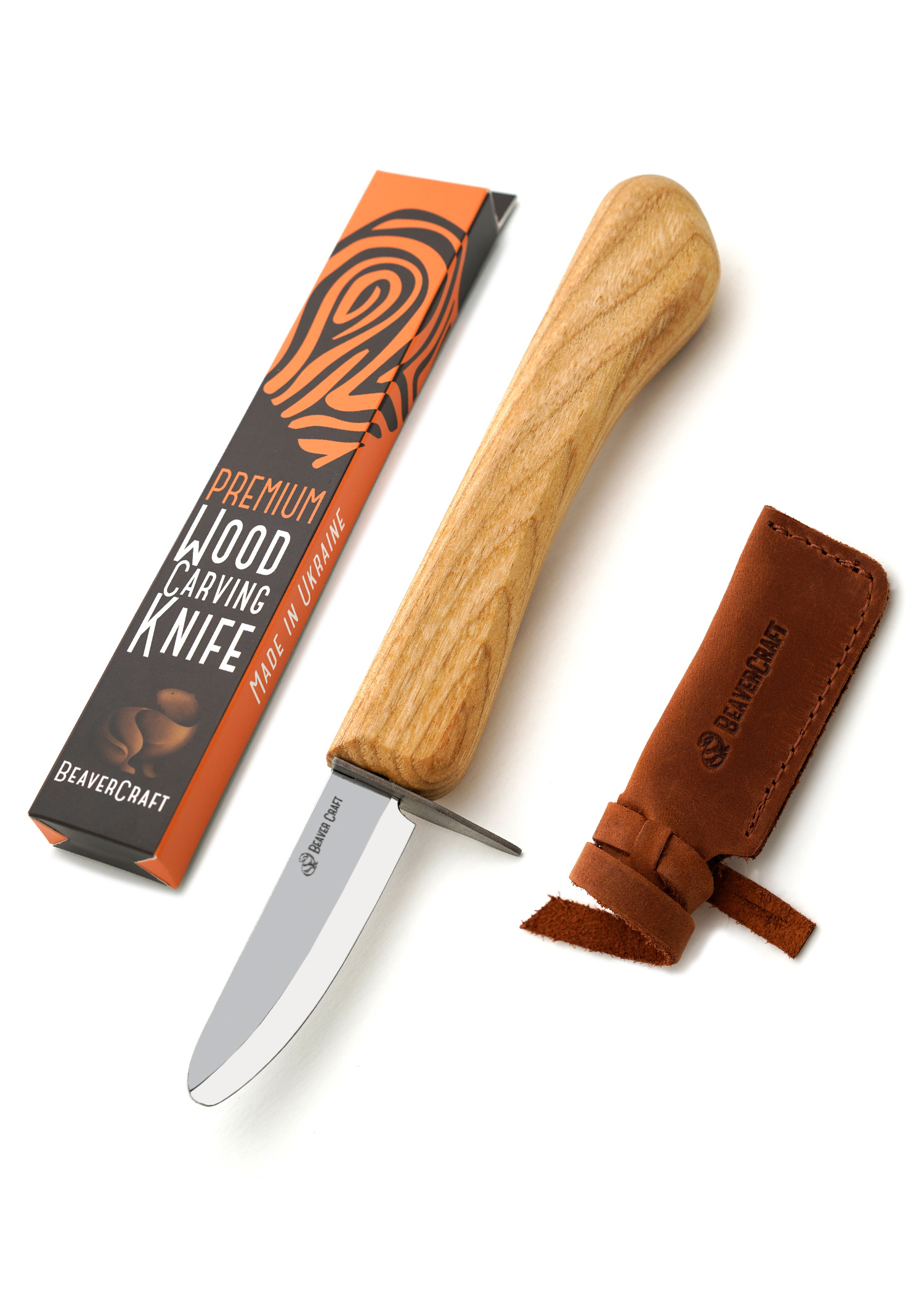 Small Whittling Knife for children with leather sheath, Beavercraft